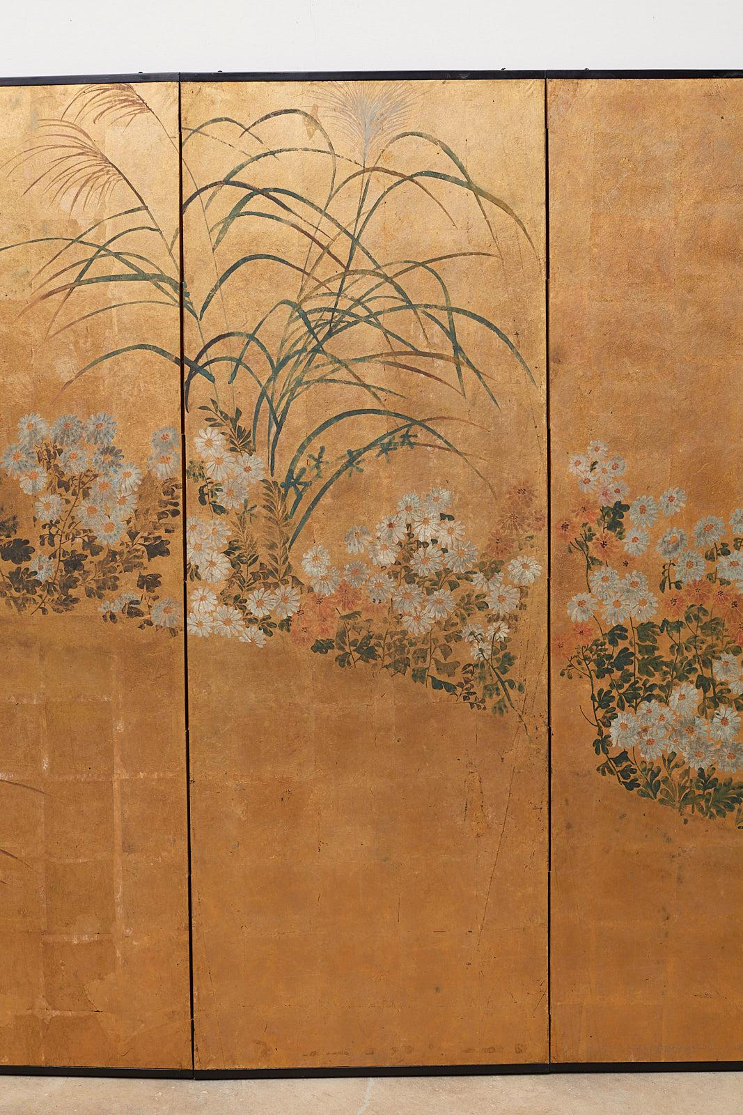 Japanese Six Panel Meiji Rimpa Screen after Tawaraya Sosetsu 1