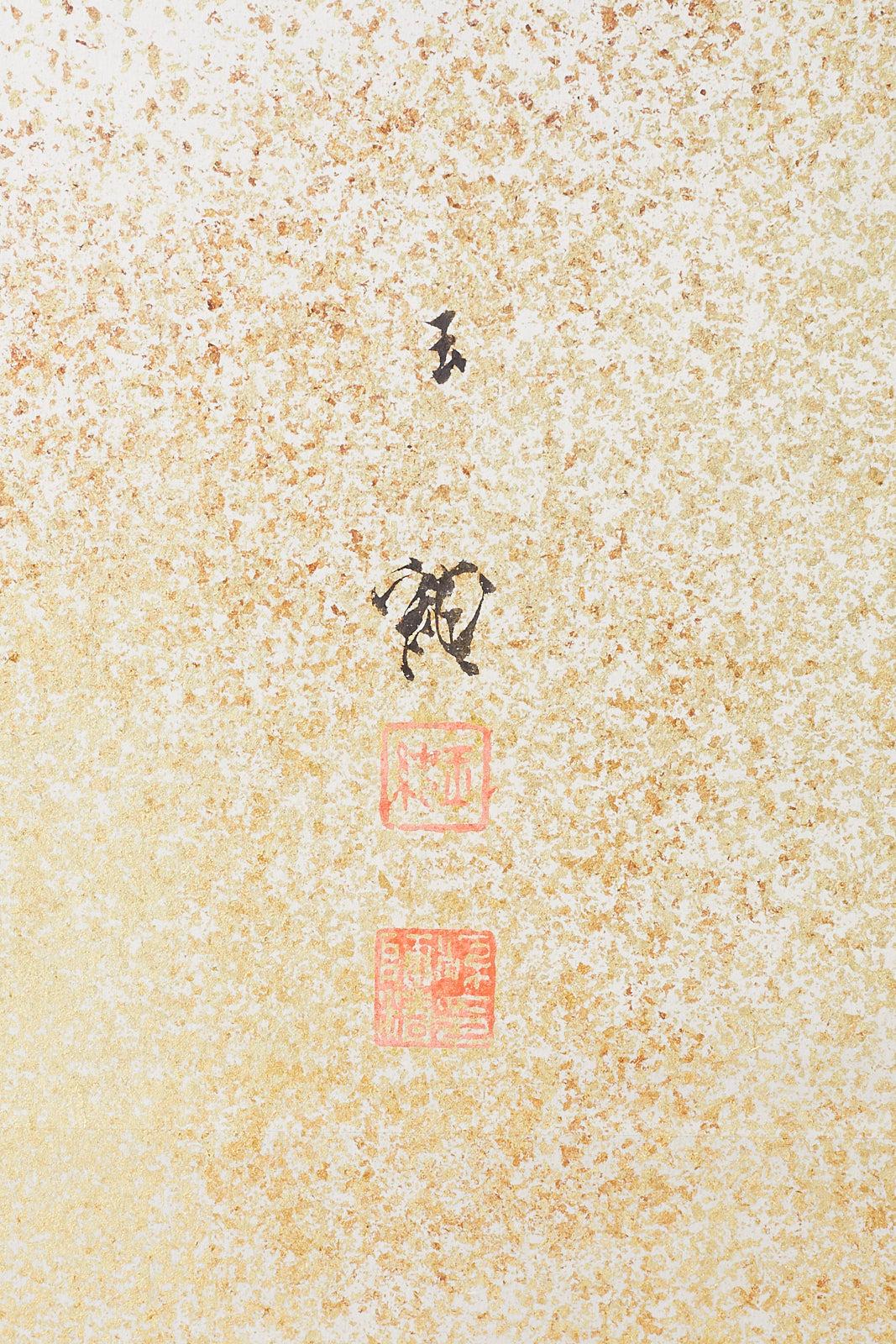 Japanese Six-Panel Meiji Screen Kinkakuji in Winter 1