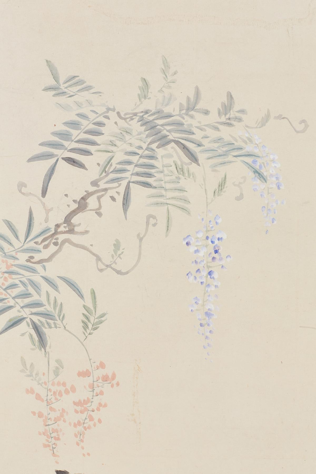 Japanese Six-Panel Meiji Screen of Flora and Fauna 6