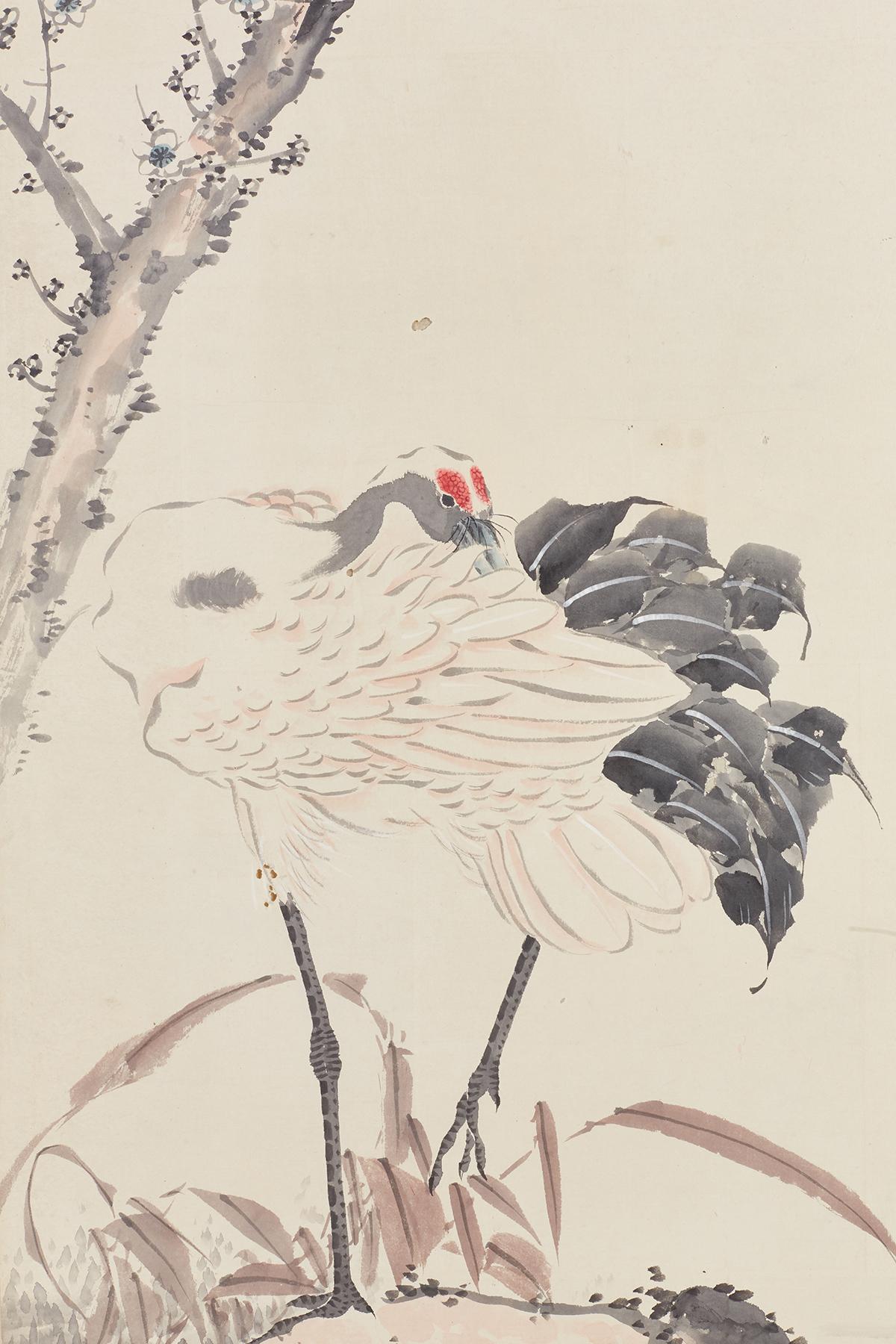 Japanese Six-Panel Meiji Screen of Flora and Fauna 8