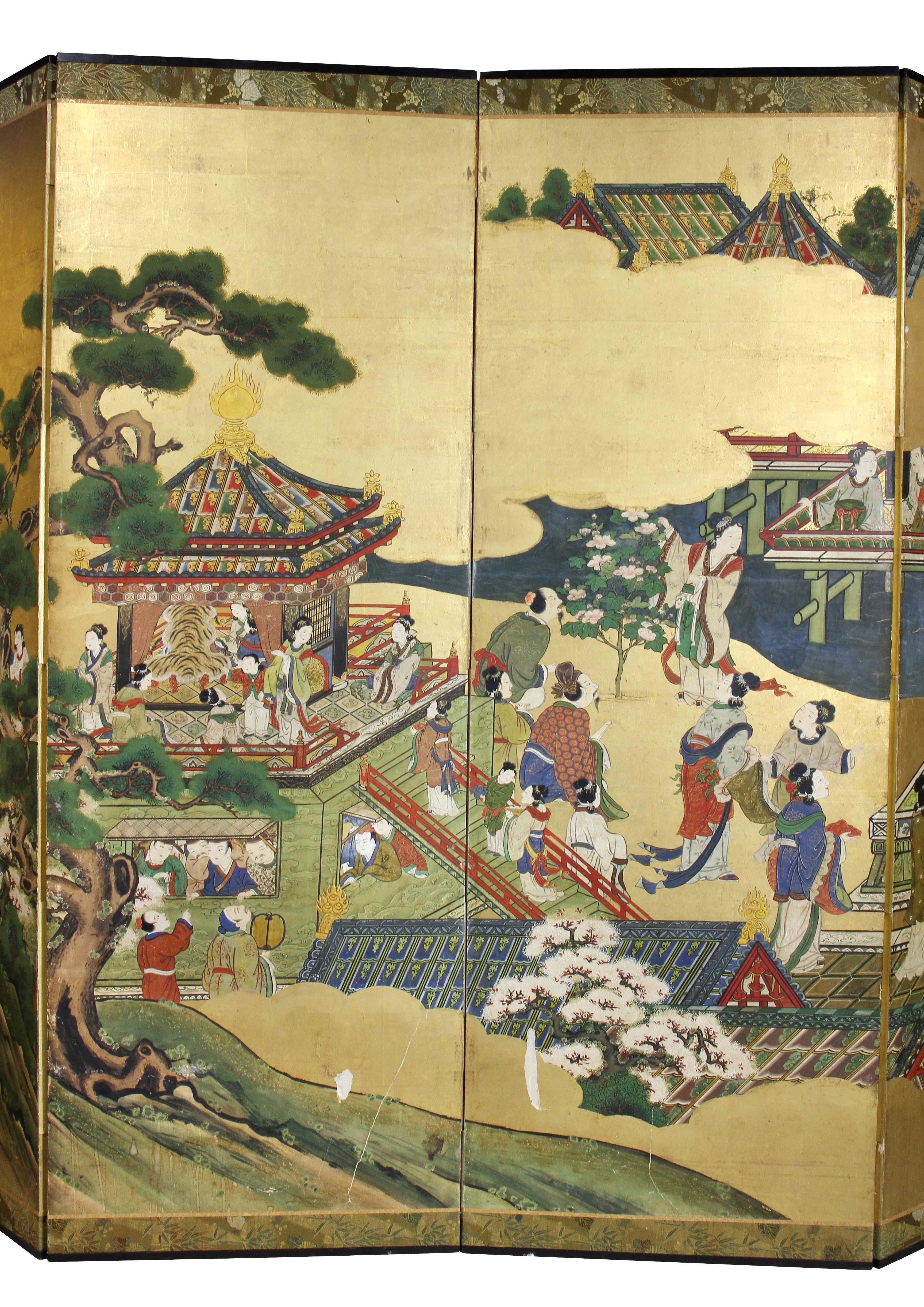 19th Century Japanese Six-Panel Paper Screen