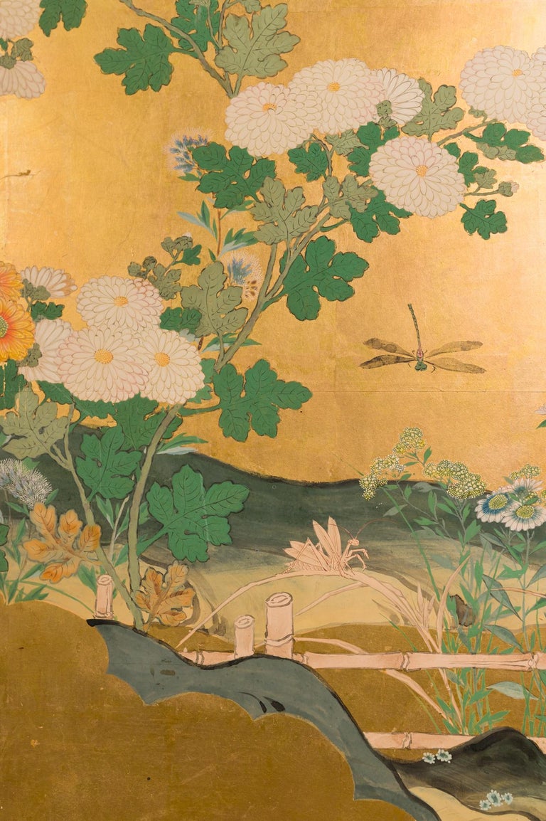 Japanese Six Panel Screen Autumn into Winter Landscape at 1stDibs
