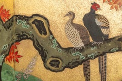Japanese Six Panel Screen: Pheasants In an Autumn Landscape