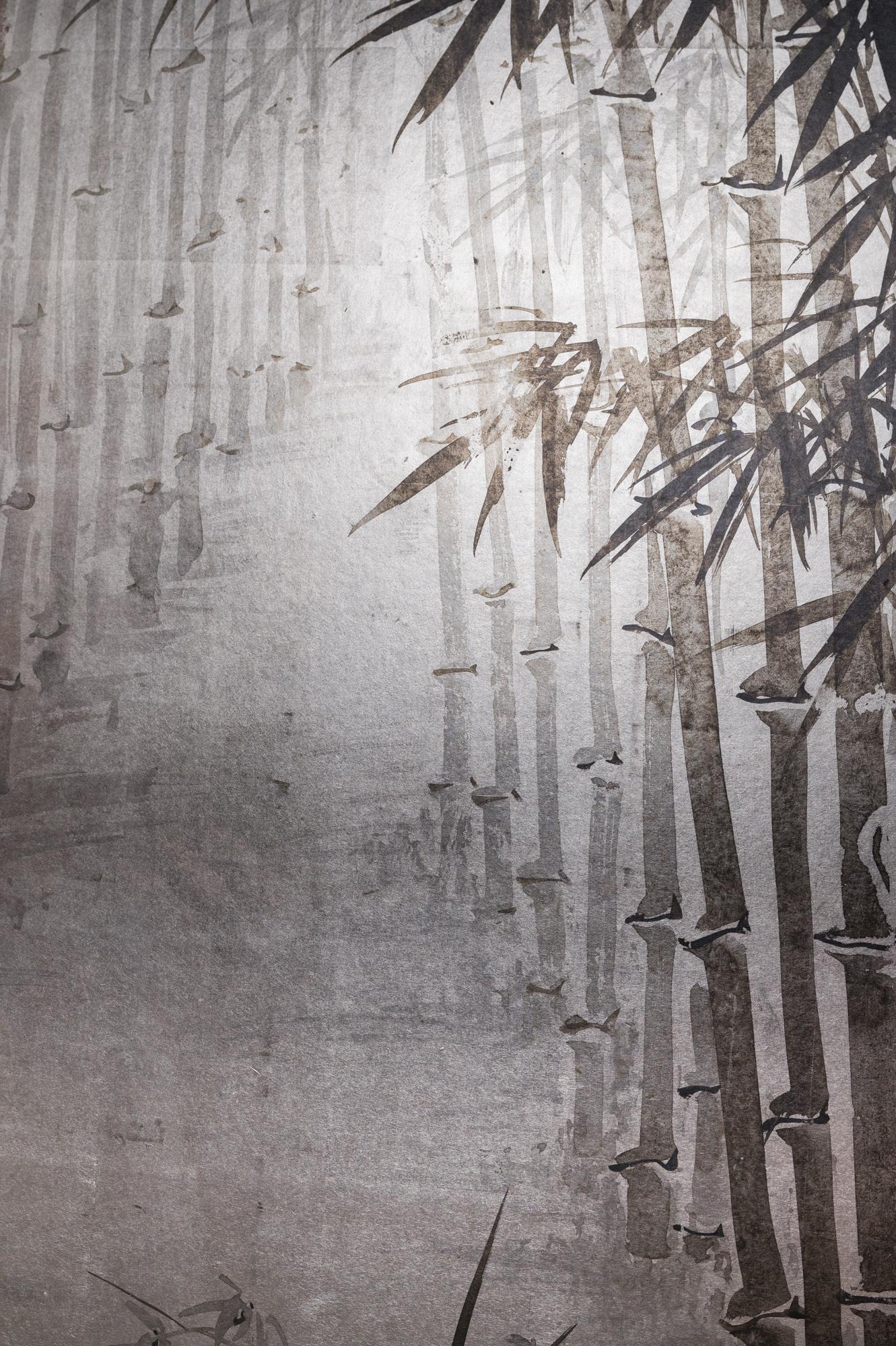 Japanischer japanischer Raumteiler mit sechs Tafeln und Bambuswald in Kyoto im Zustand „Gut“ im Angebot in Hudson, NY