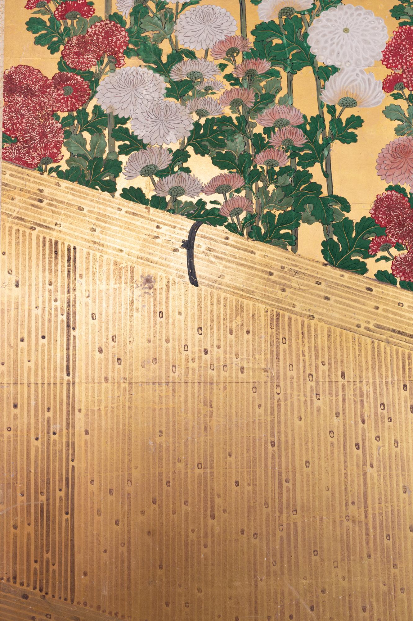 Japanischer Sechs-Paneel-Raumteiler von Gardens Edge (Gold) im Angebot