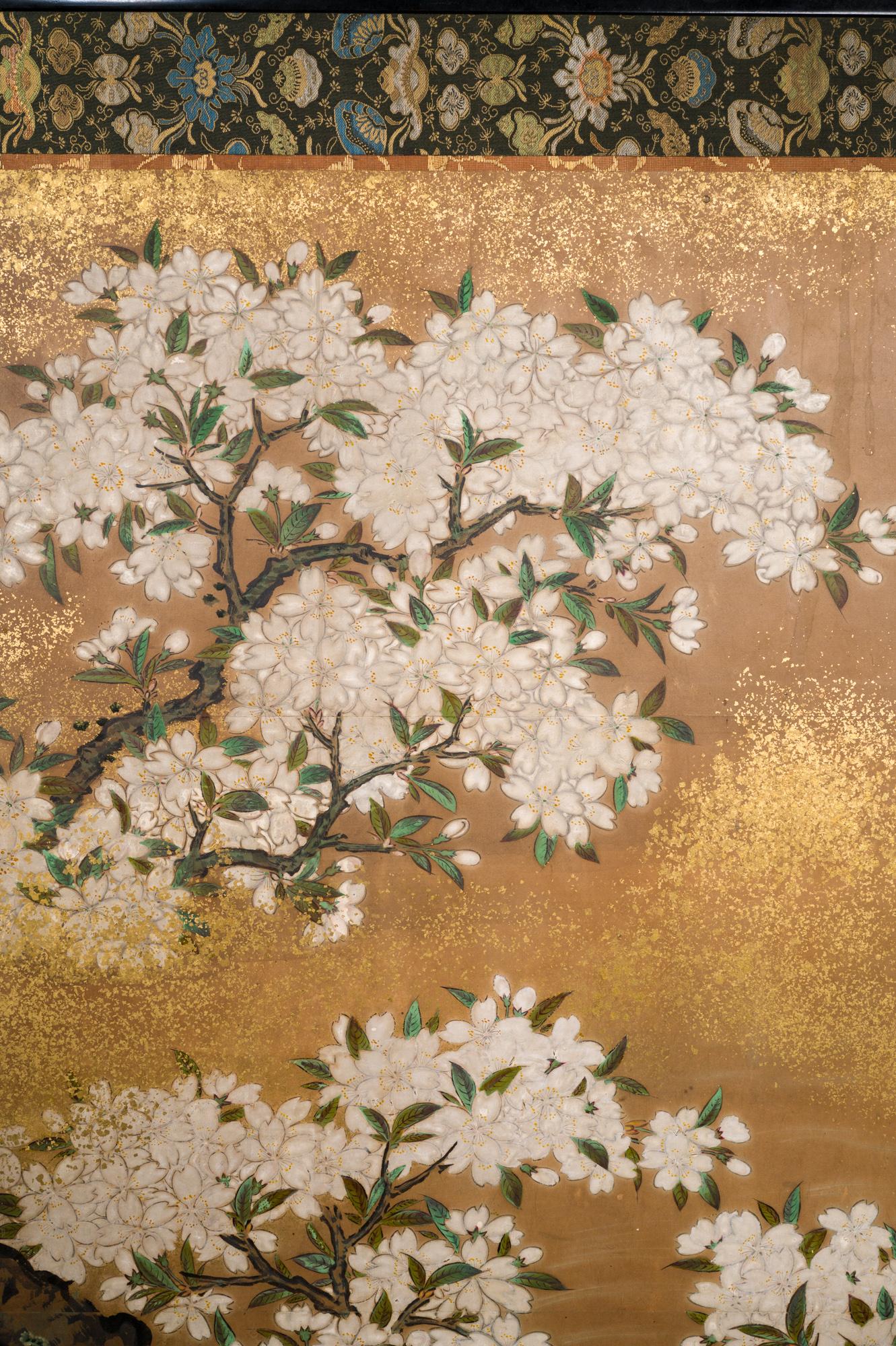 Japanese Six Panel Screen Cherry Tree on Mulberry Paper 8