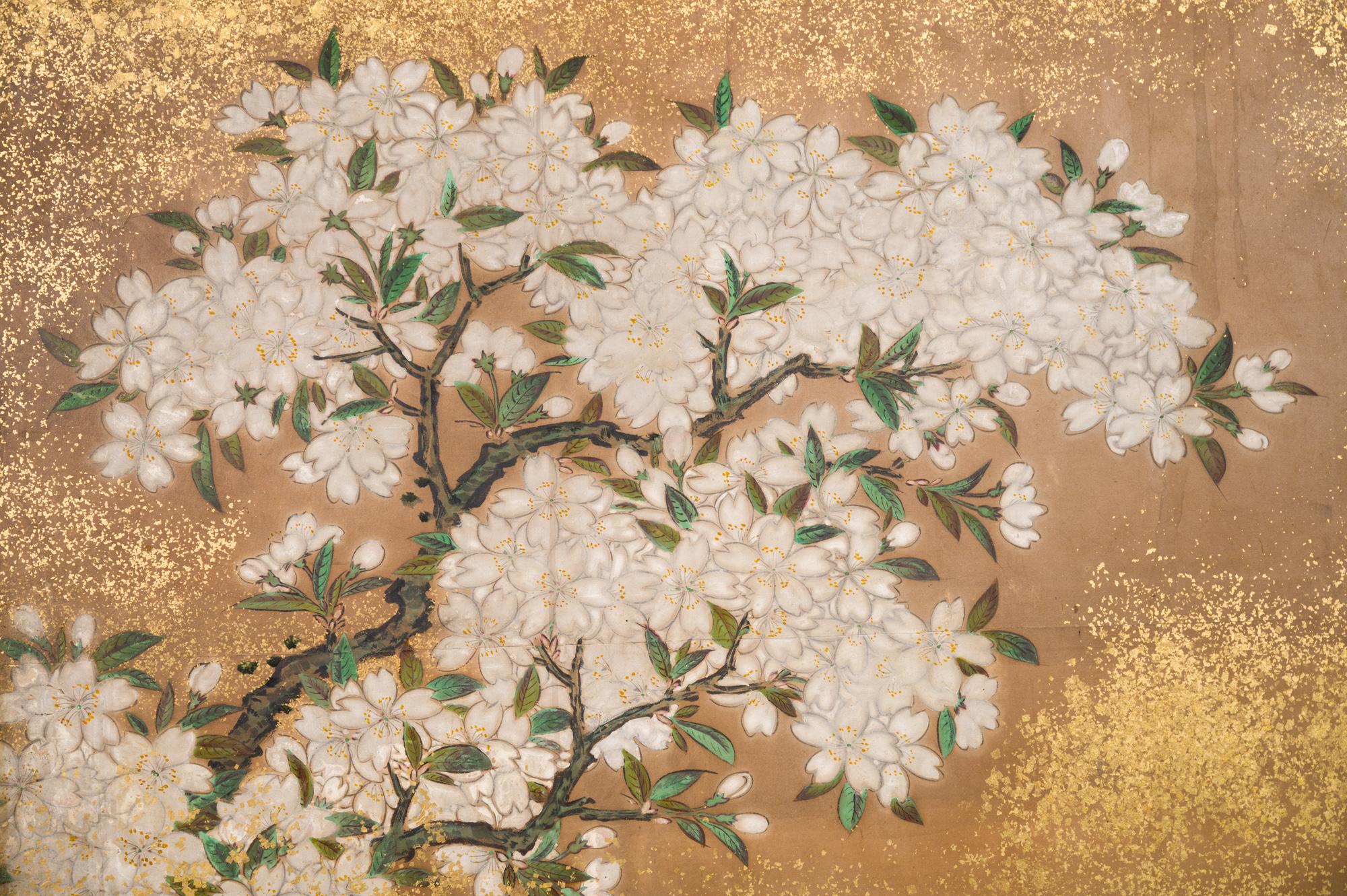 Japanese Six Panel Screen Cherry Tree on Mulberry Paper 9