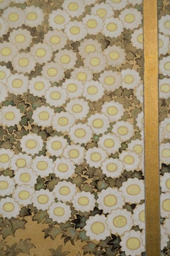 Japanese Six Panel Screen: Chrysanthemum Pavilion