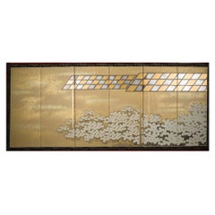 Japanese Six Panel Screen: Chrysanthemum Pavilion