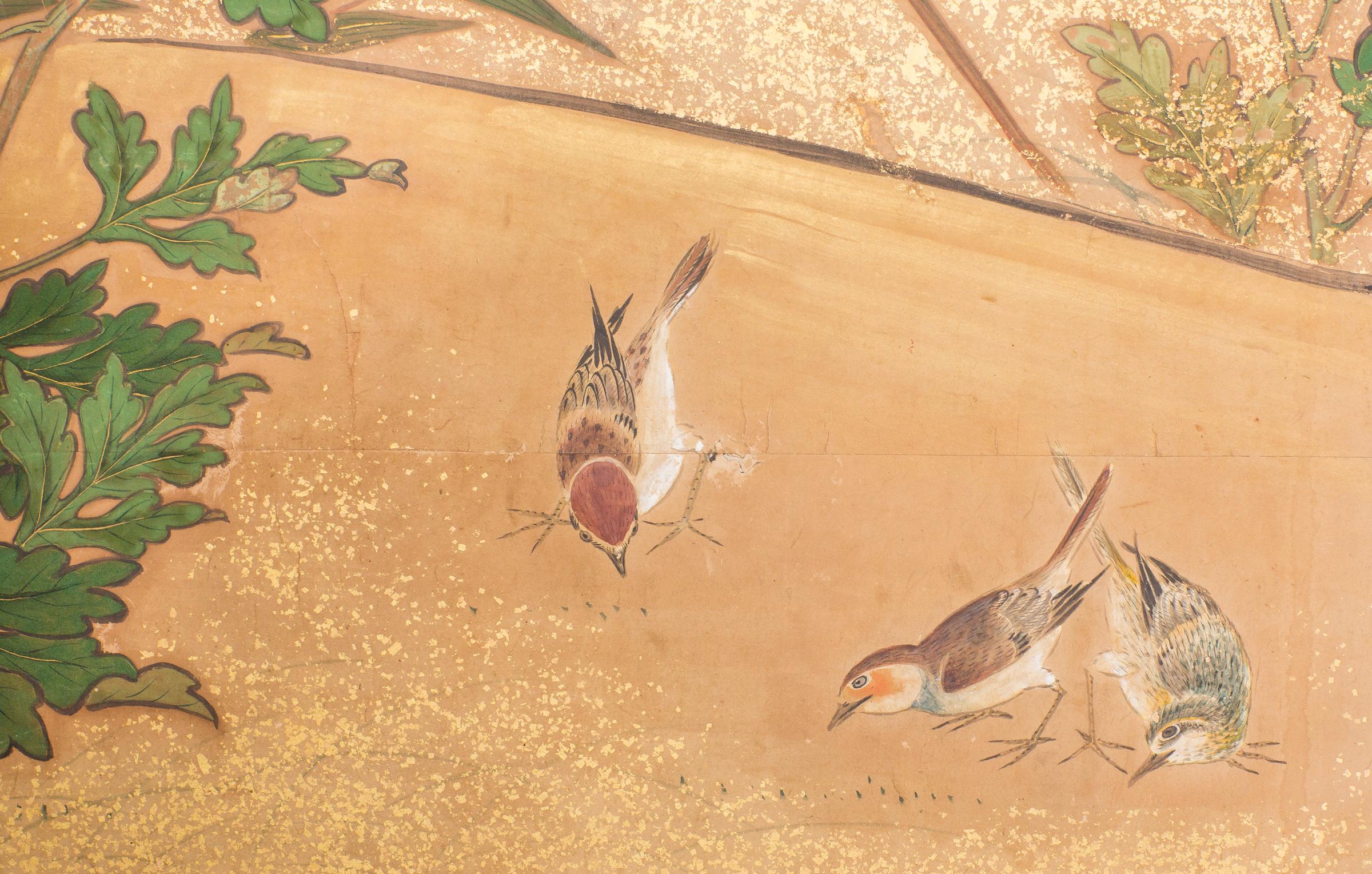 Early 19th Century Japanese Six-Panel Screen, Chrysanthemums For Sale