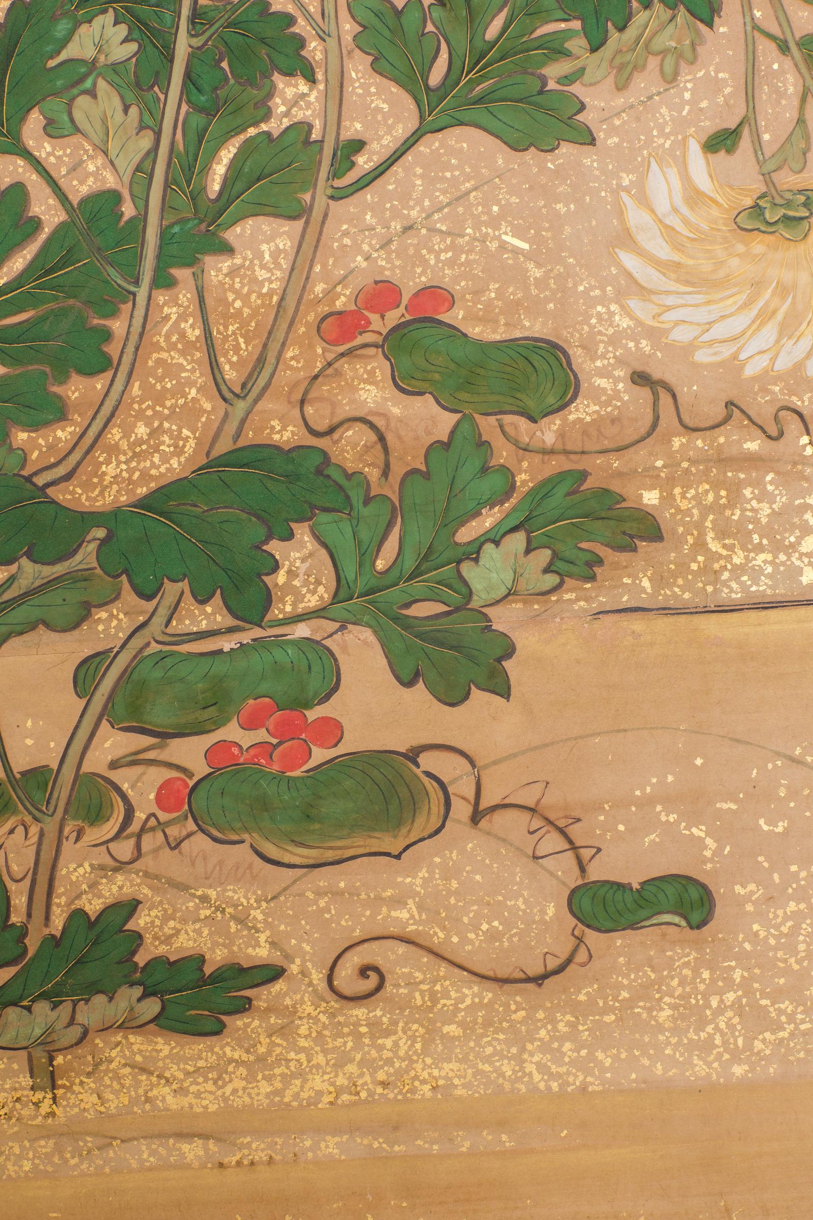 Japanese Six-Panel Screen, Chrysanthemums For Sale 2