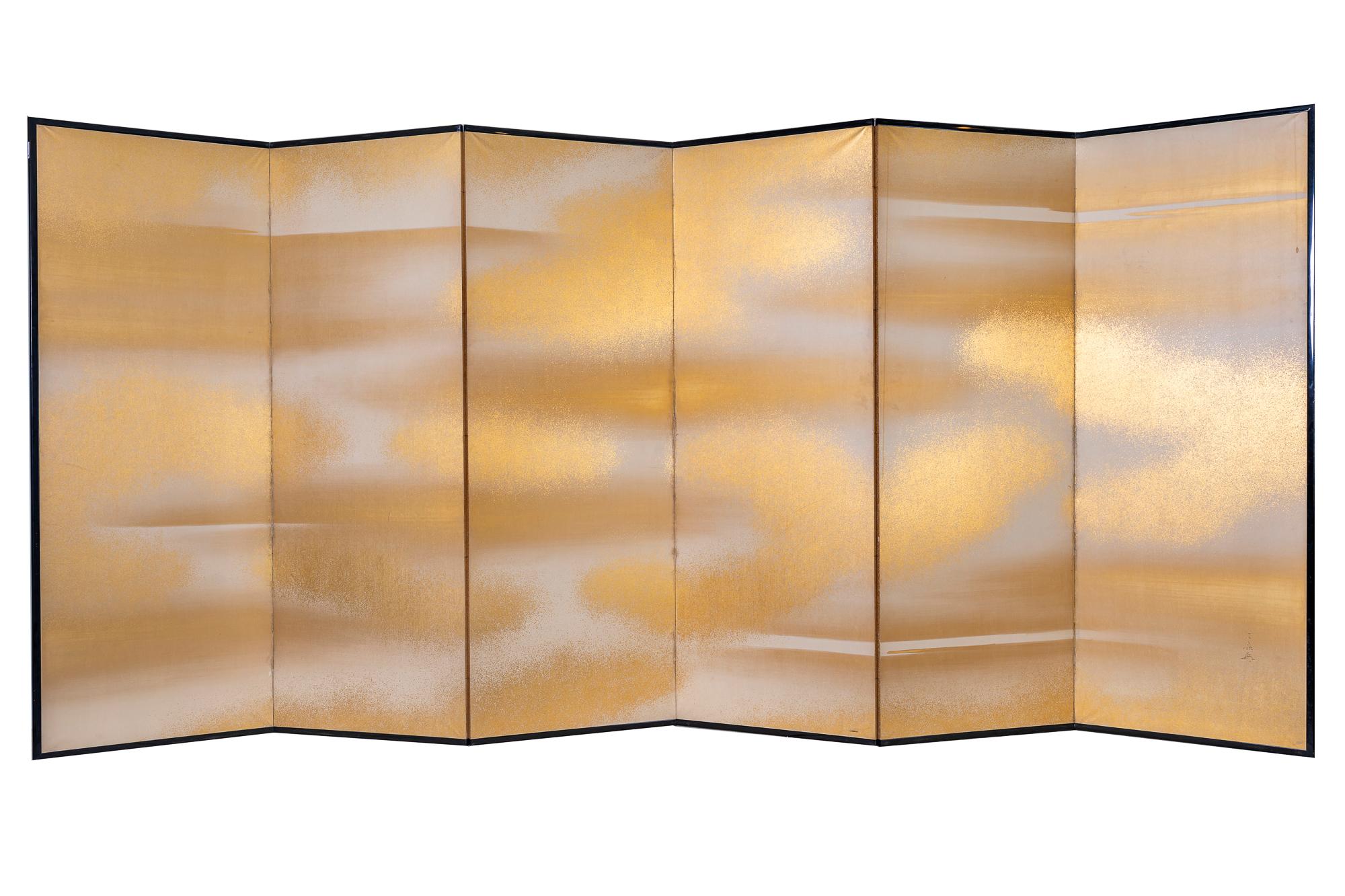 Japanese Six Panel Screen: Clouds of Golden Mist For Sale 8