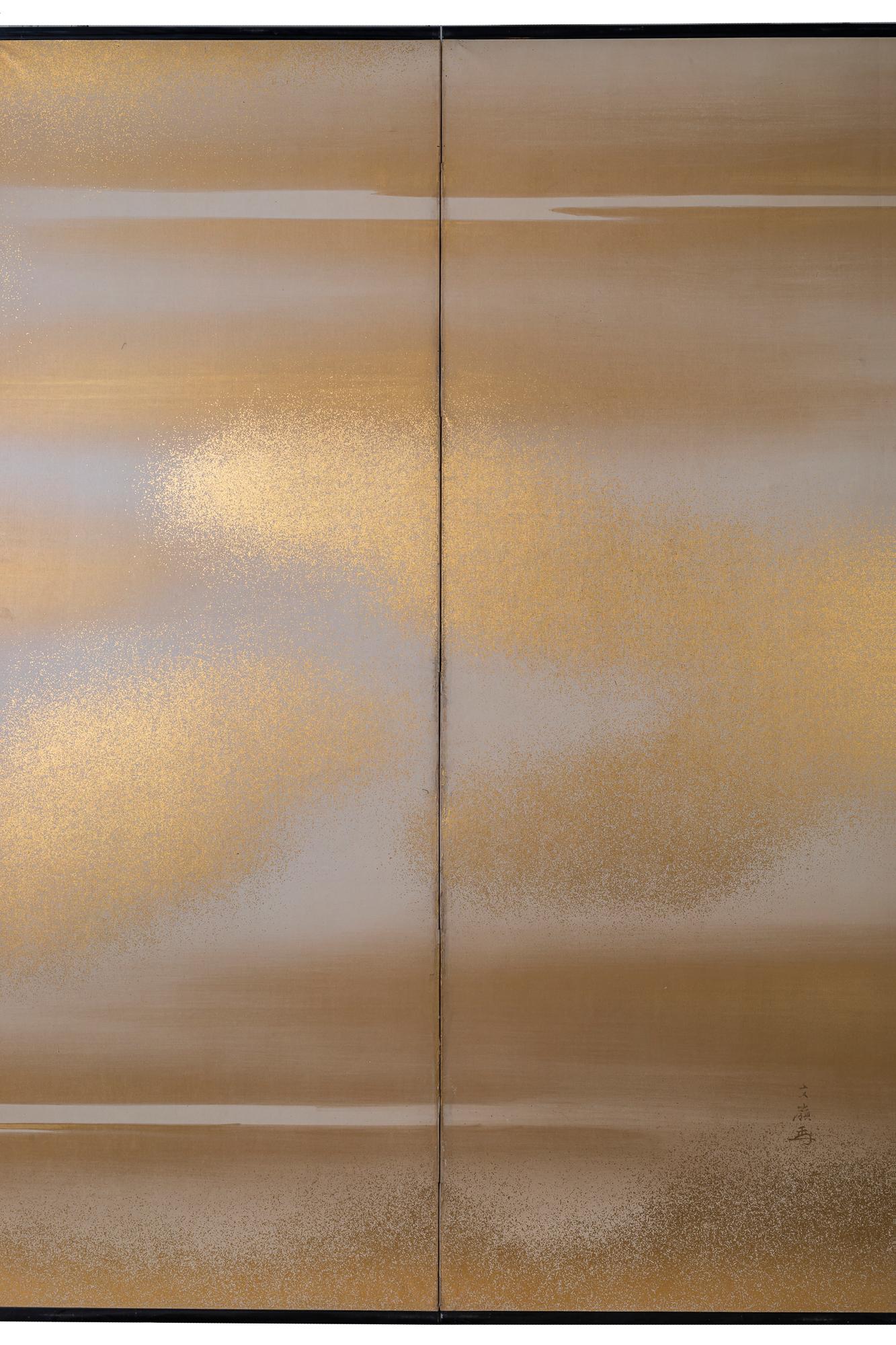 20th Century Japanese Six Panel Screen: Clouds of Golden Mist For Sale