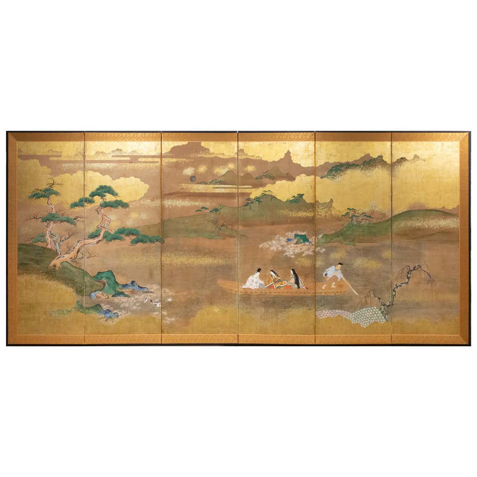 Japanese Painting, 17th Century, Tale of Genji, Makibashira, Tosa ...
