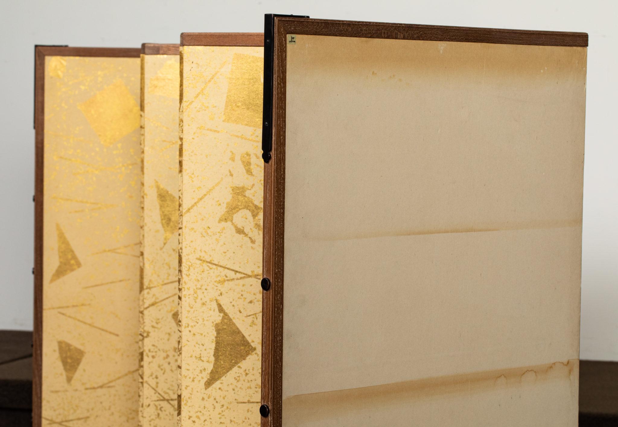 Japanese Six Panel Screen: Abstract Gold Leaf 9