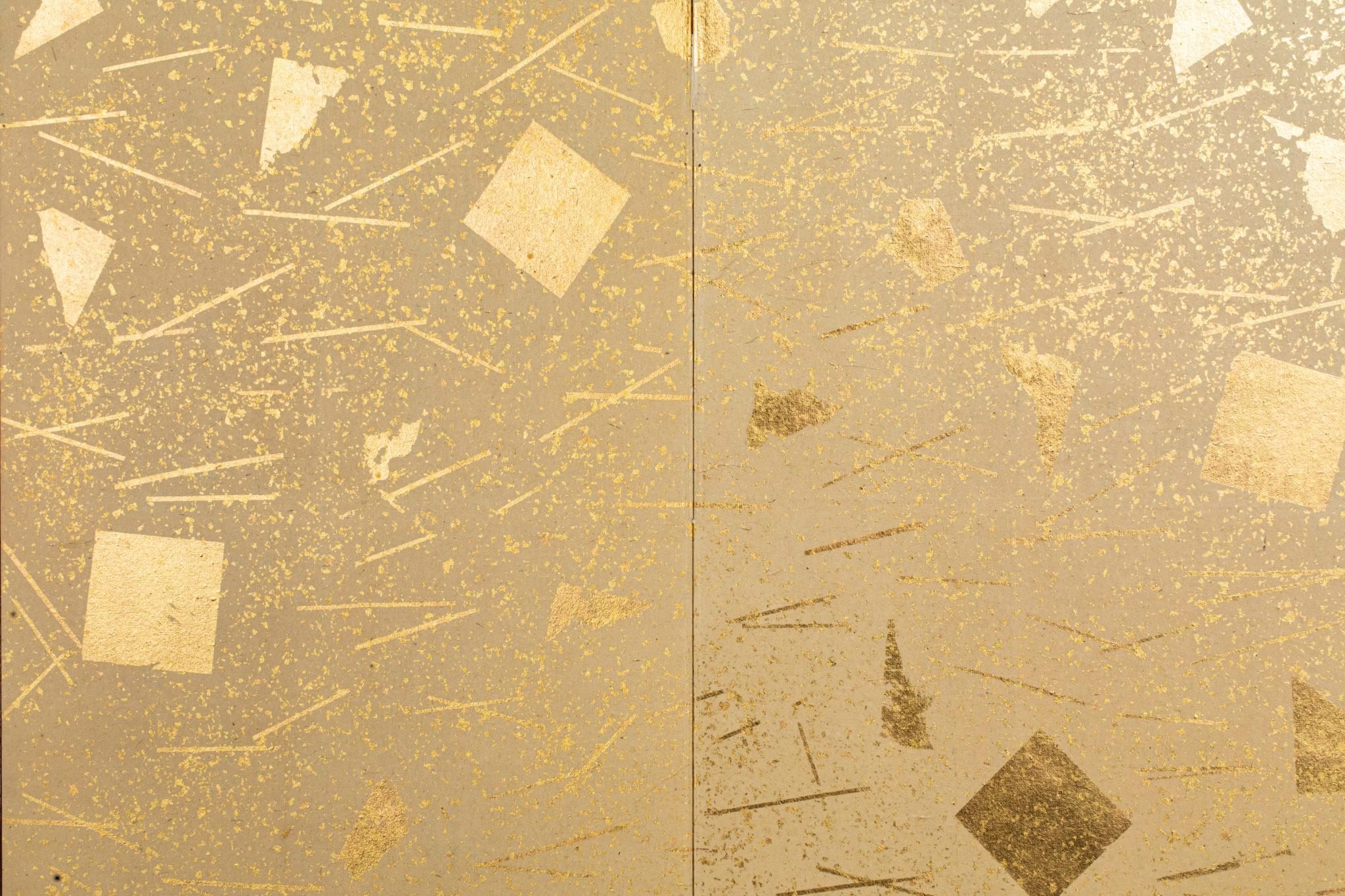 Japanese Six Panel Screen: Abstract Gold Leaf In Good Condition In Hudson, NY