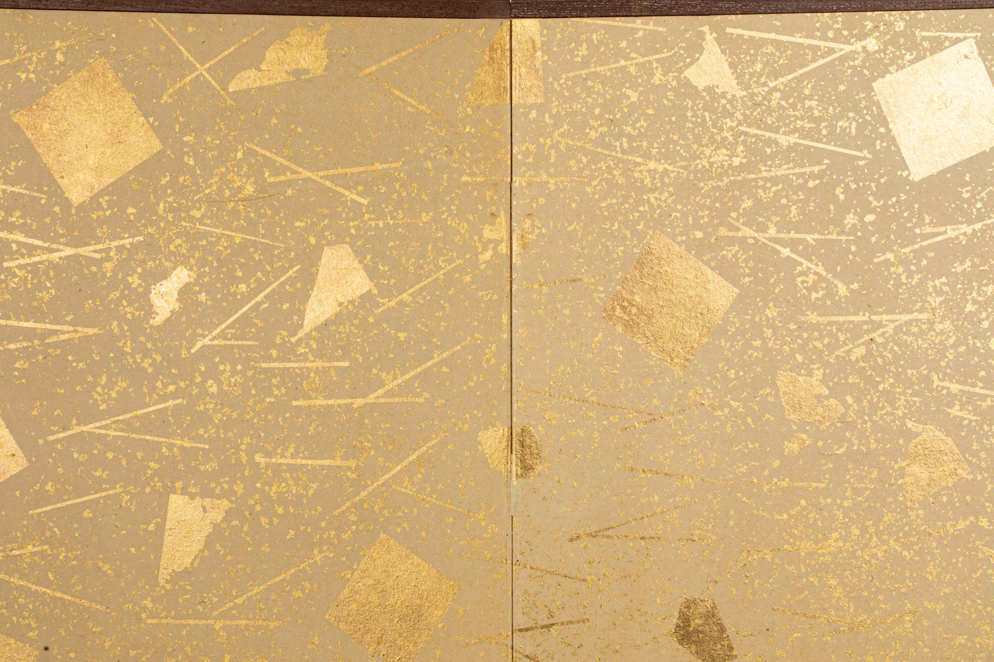 20th Century Japanese Six Panel Screen: Abstract Gold Leaf