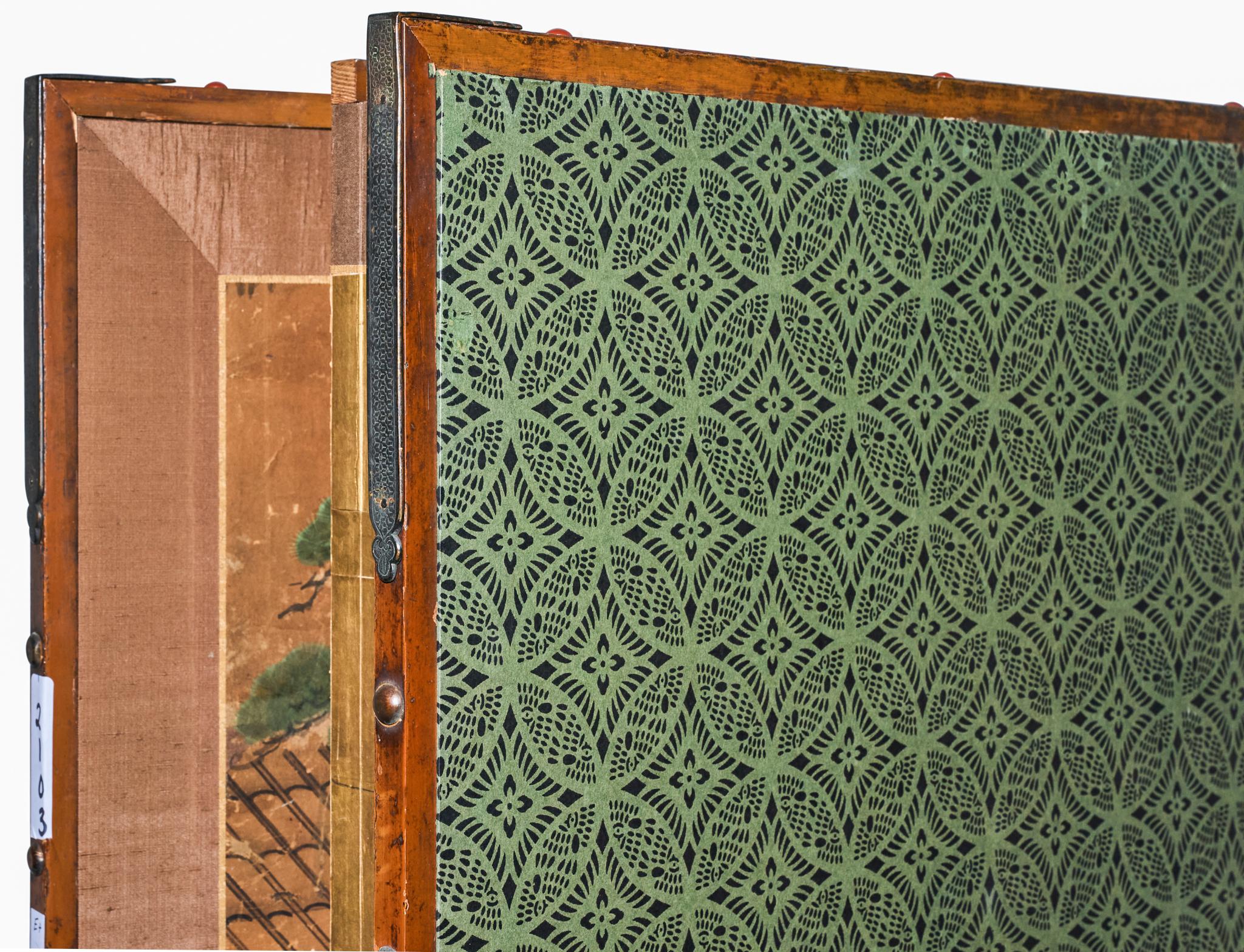 Japanese Six Panel Screen: Horses in Stable en venta 3