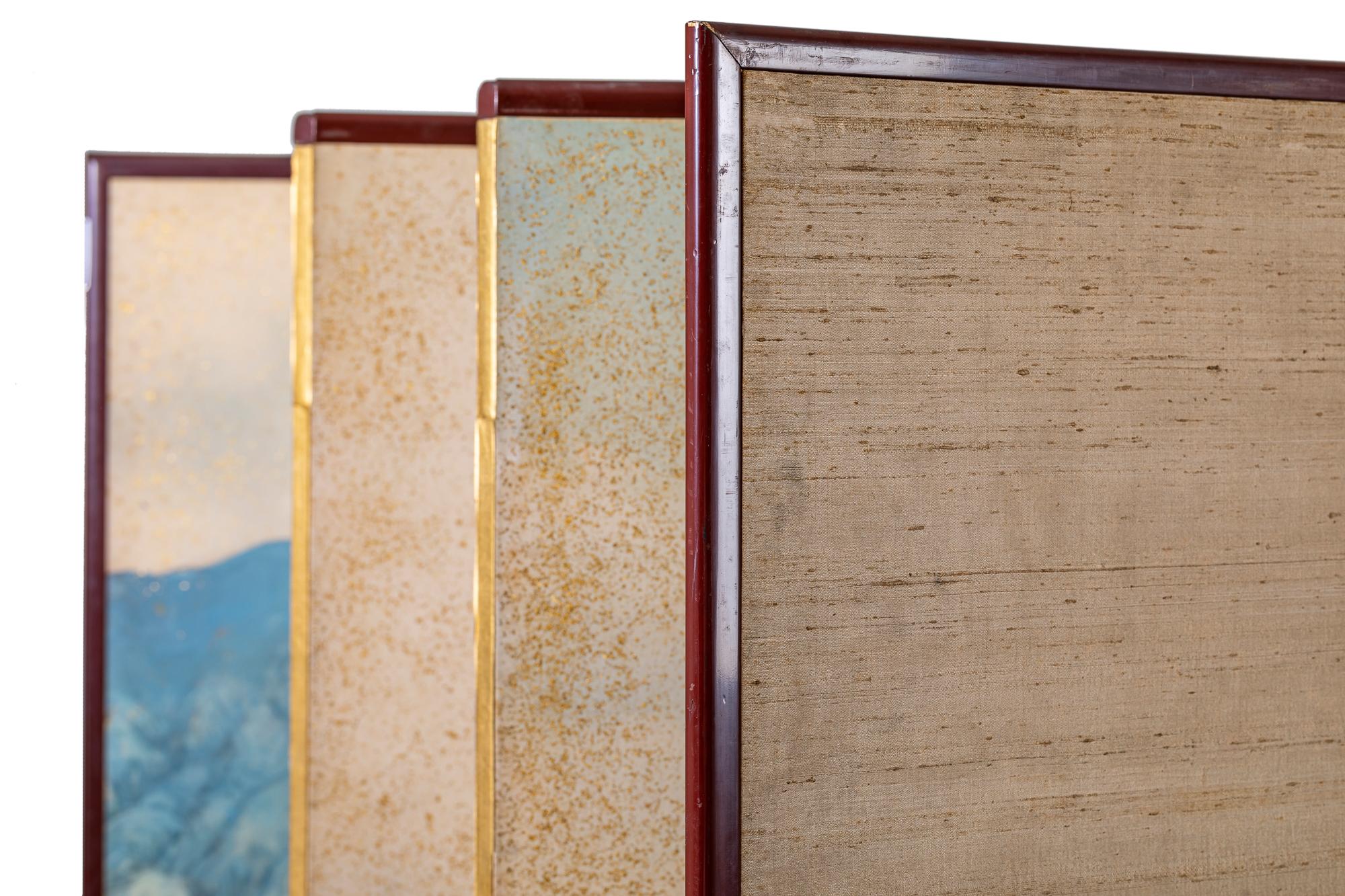 Japanese Six Panel Screen: Mountains in the Mist with Tree-Lined Foothills For Sale 2