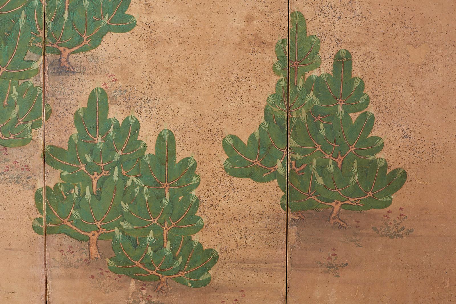 Japanese Six-Panel Screen of Cranes in Flight 4