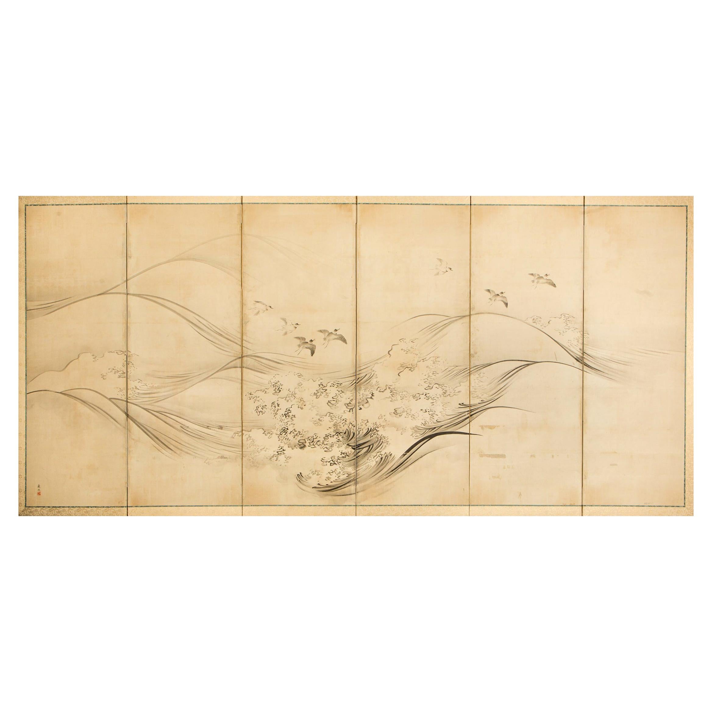 Japanese Six-Panel Screen, Open Ocean