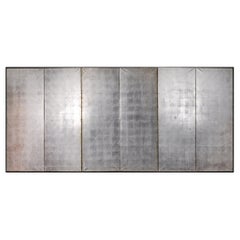 Japanese Six Panel Screen Plain Silver Leaf on Paper