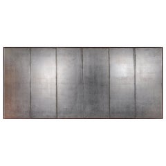 Japanese Six Panel Screen: Plain Silver Leaf on Paper