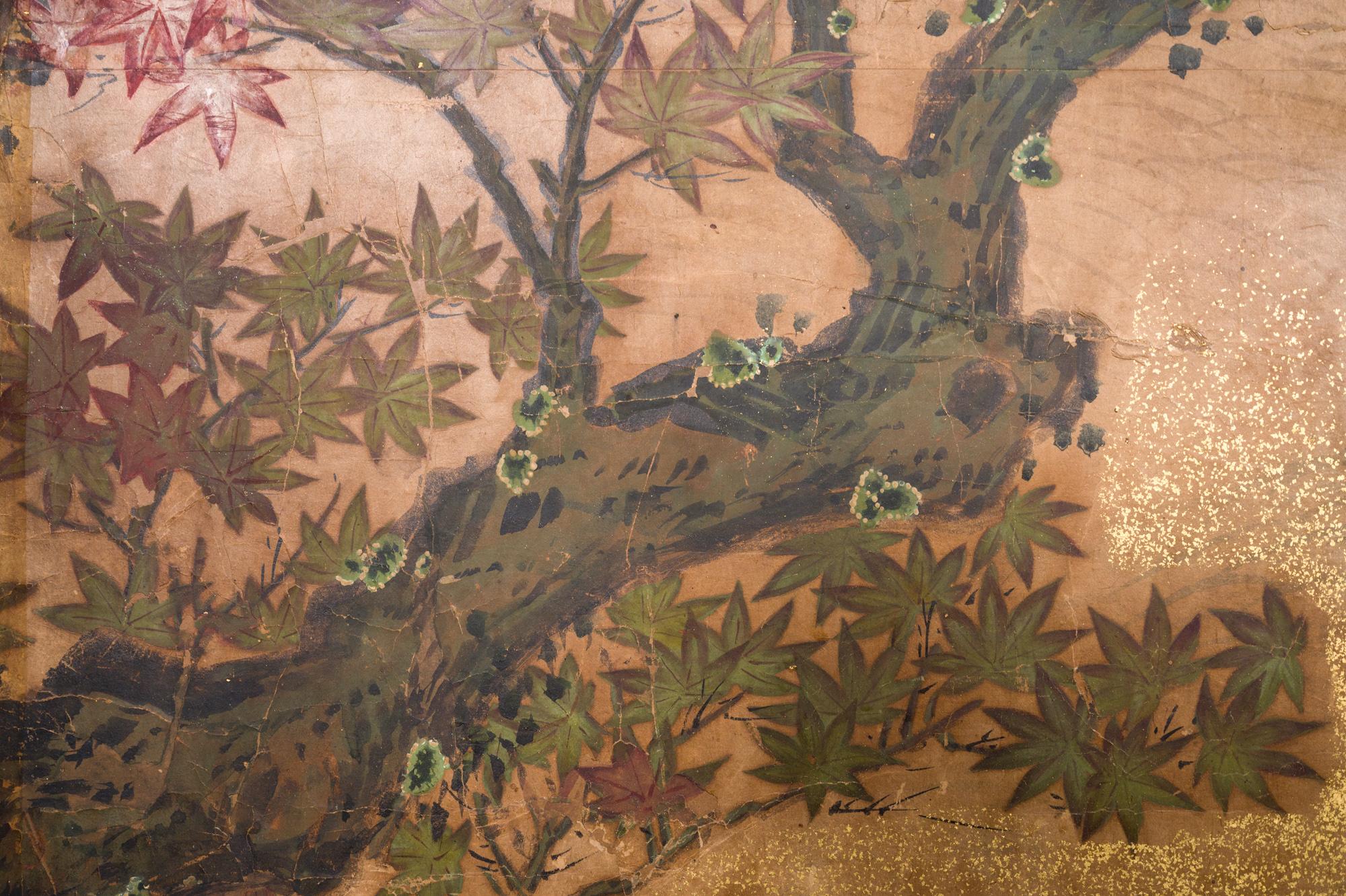 Japanese Six Panel Screen Red Maple on Mulberry Paper 6