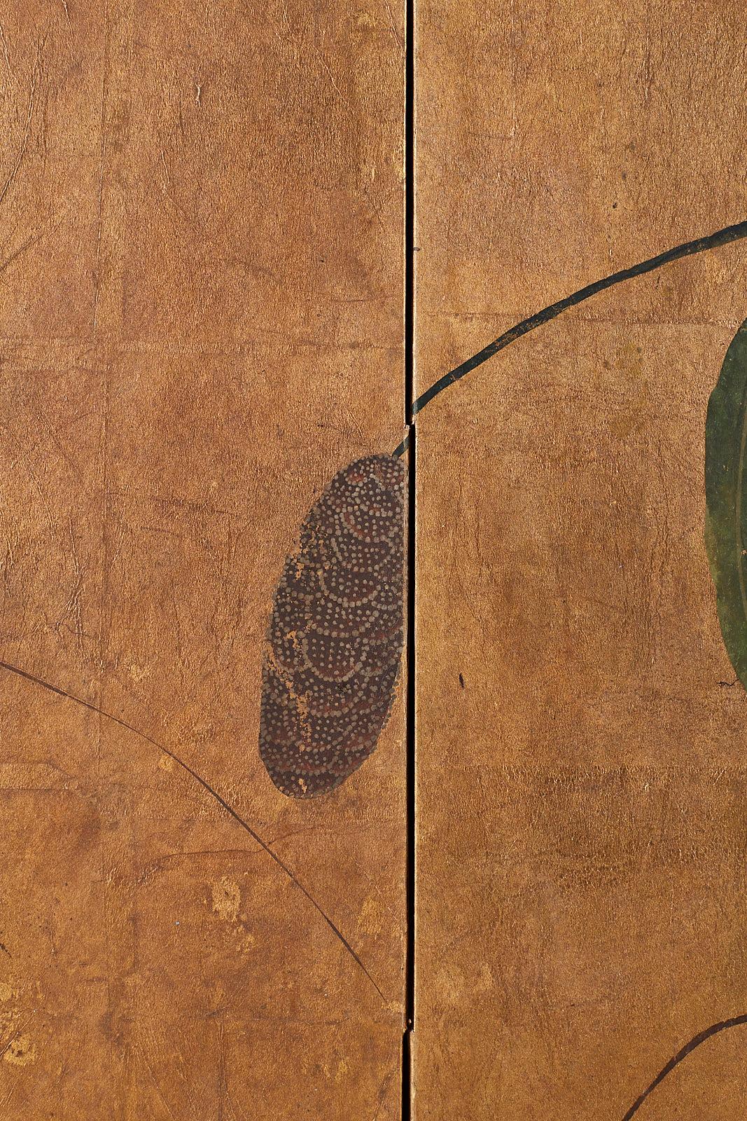 Japanese Six-Panel Screen Rimpa School Quail Landscape 2