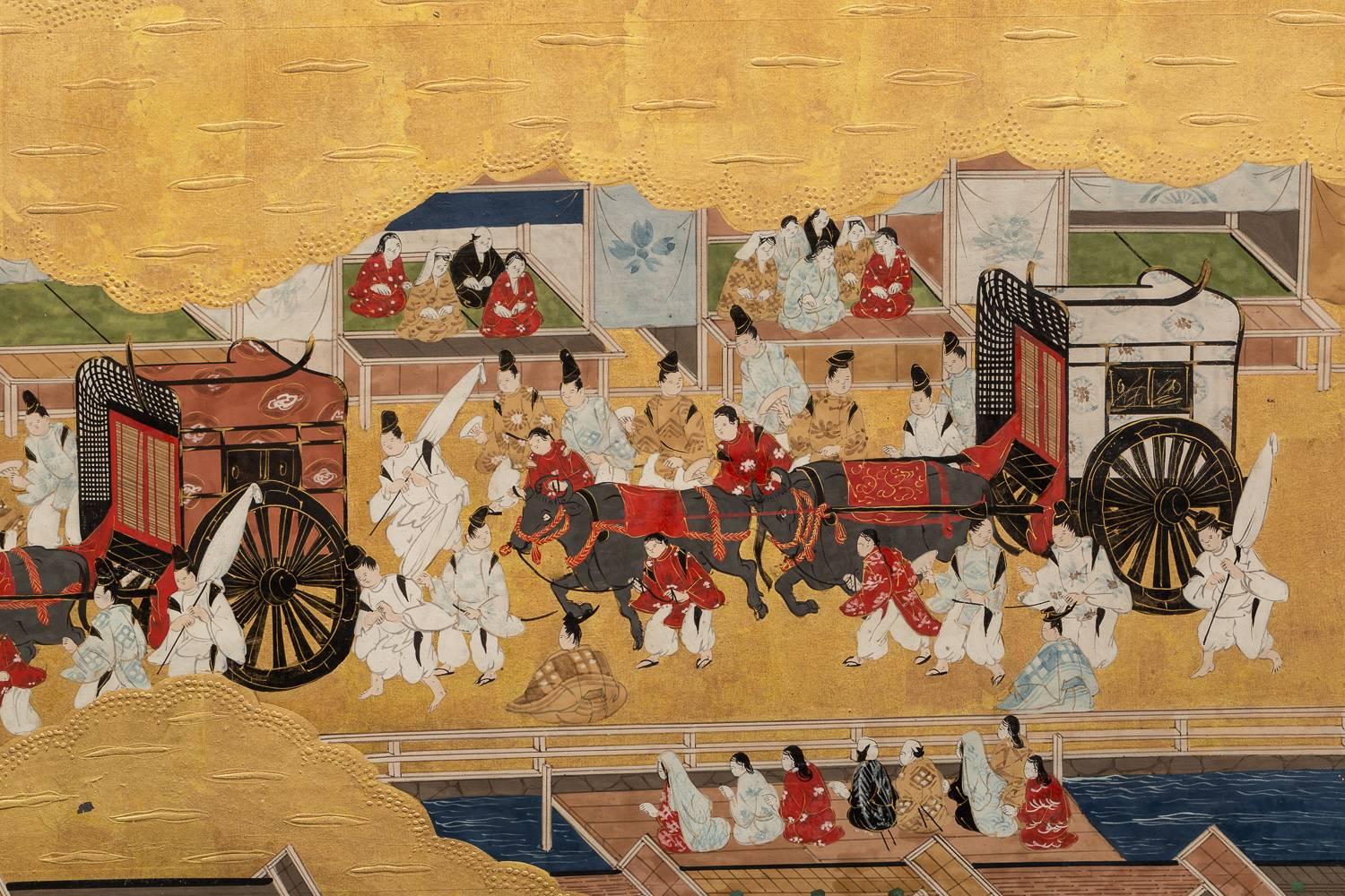 Japanese Six Panel Screen: Scenes from Kyoto 5