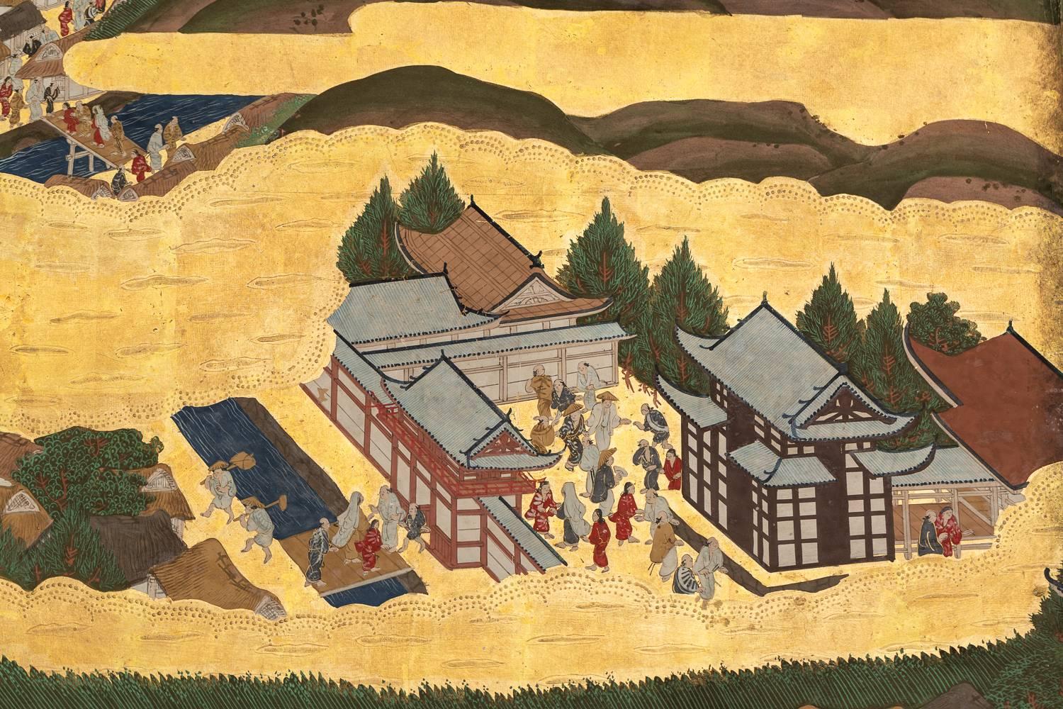 Japanese Six Panel Screen: Scenes from Kyoto 2