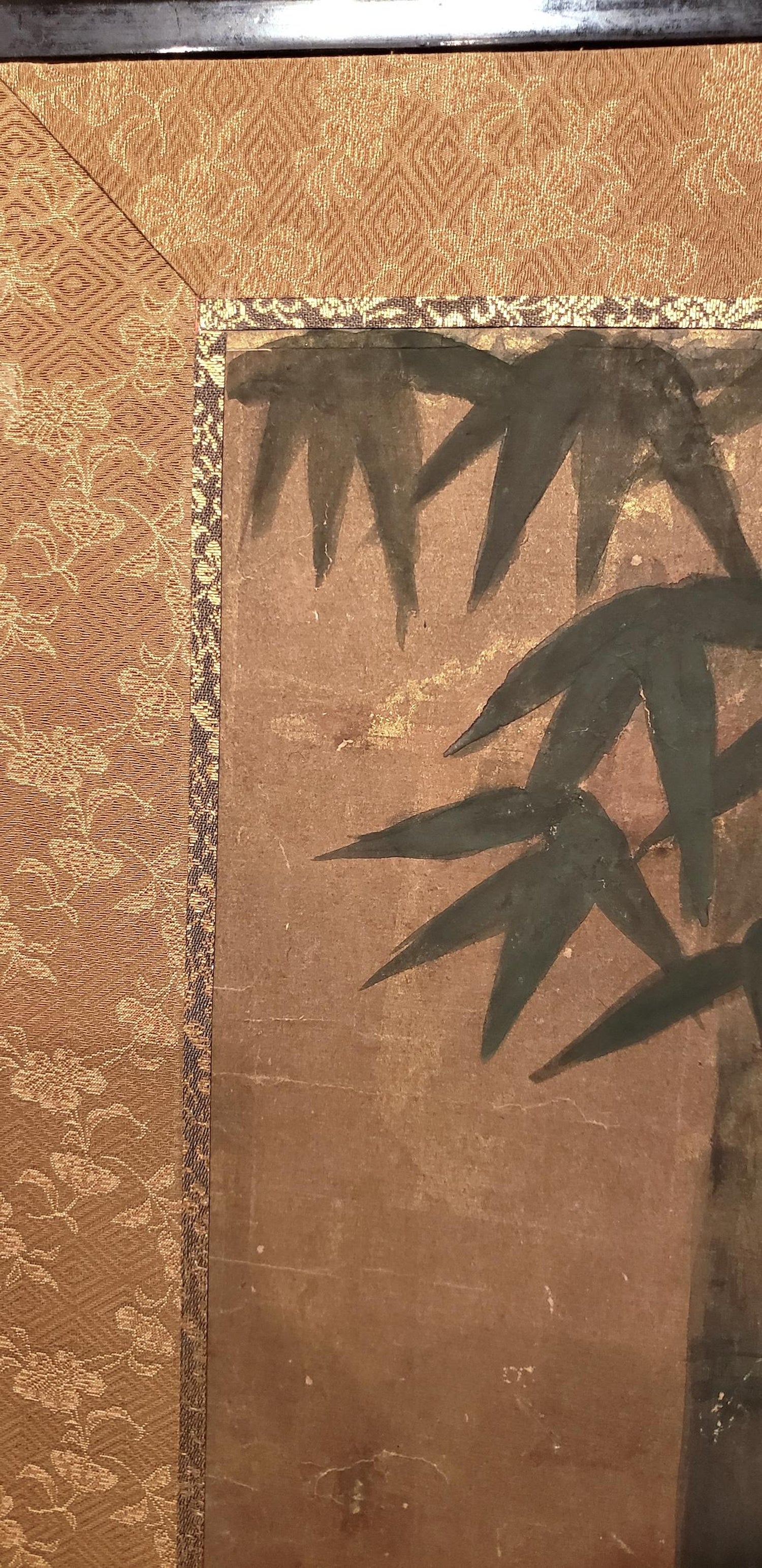 Japanese Six Panel Screen Silver Moon And Bamboo On Gold For Sale At 1stdibs