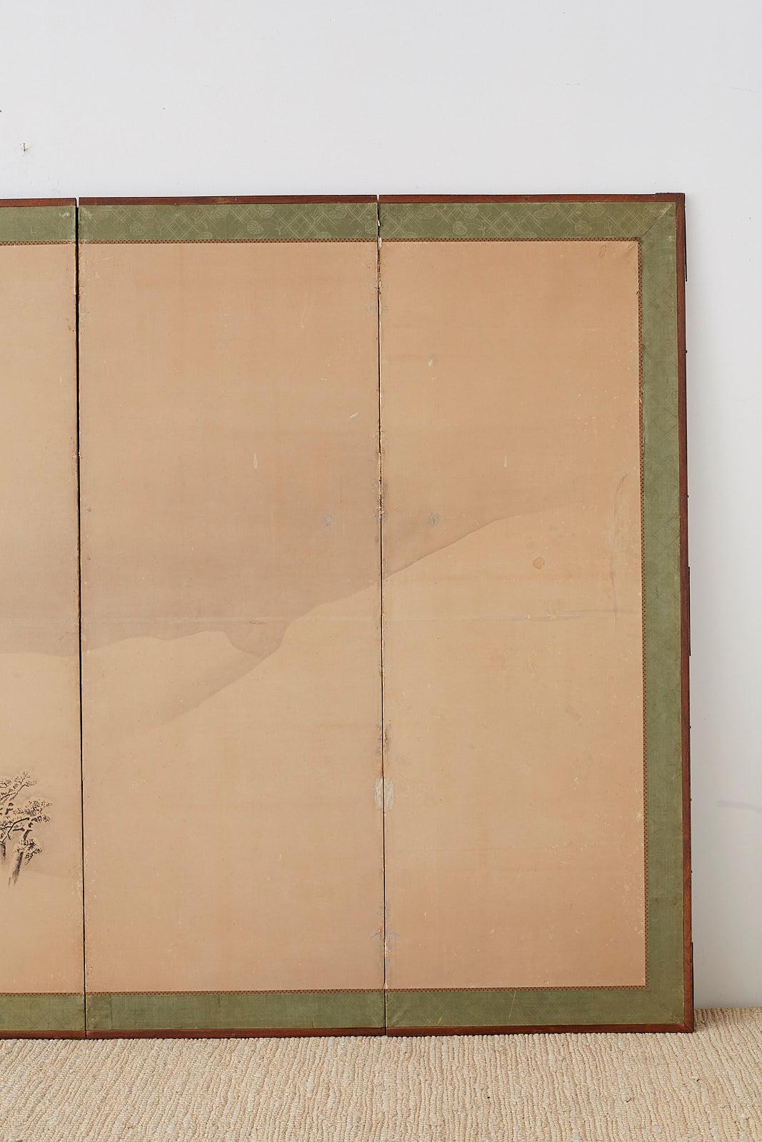 Japanese Six-Panel Screen Snowscape after Maruyama Okyo In Distressed Condition In Rio Vista, CA
