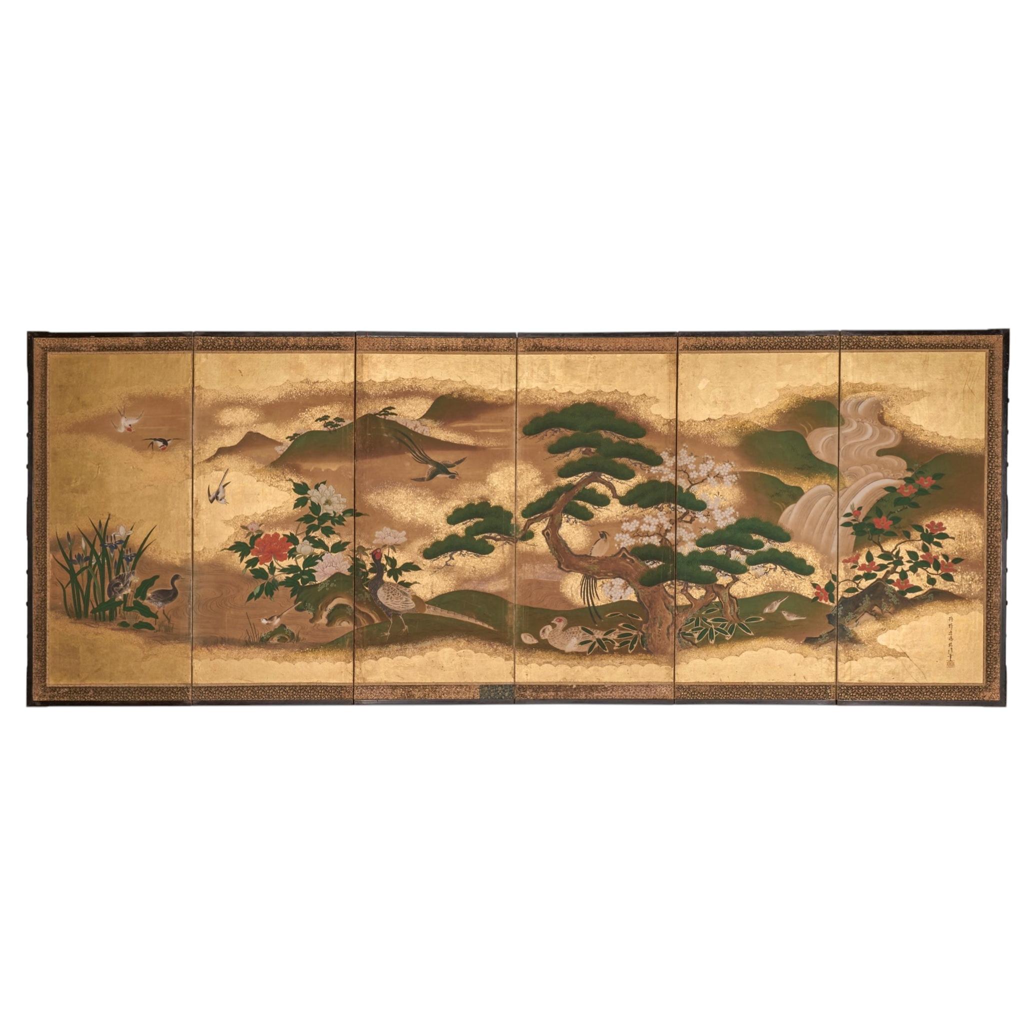 Japanese Six Panel Screen: Summer Landscape