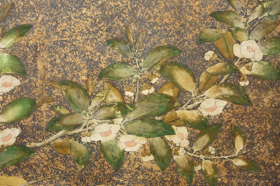 18th Century and Earlier Japanese Six-Panel Screen Winter Into Spring For Sale