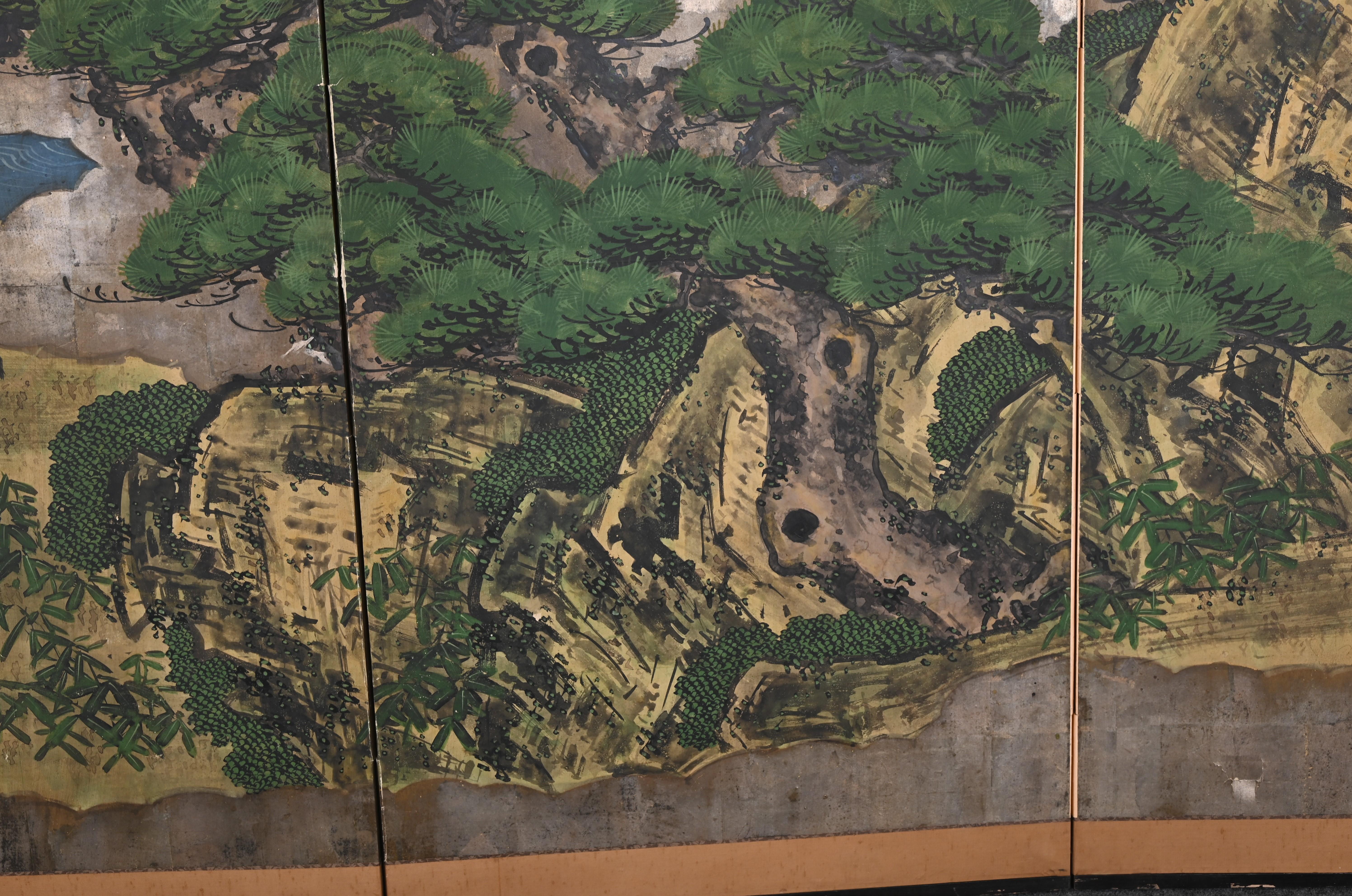 Japanese Six Panel Screen with Cranes, Kano School, 18th-19th Century 13