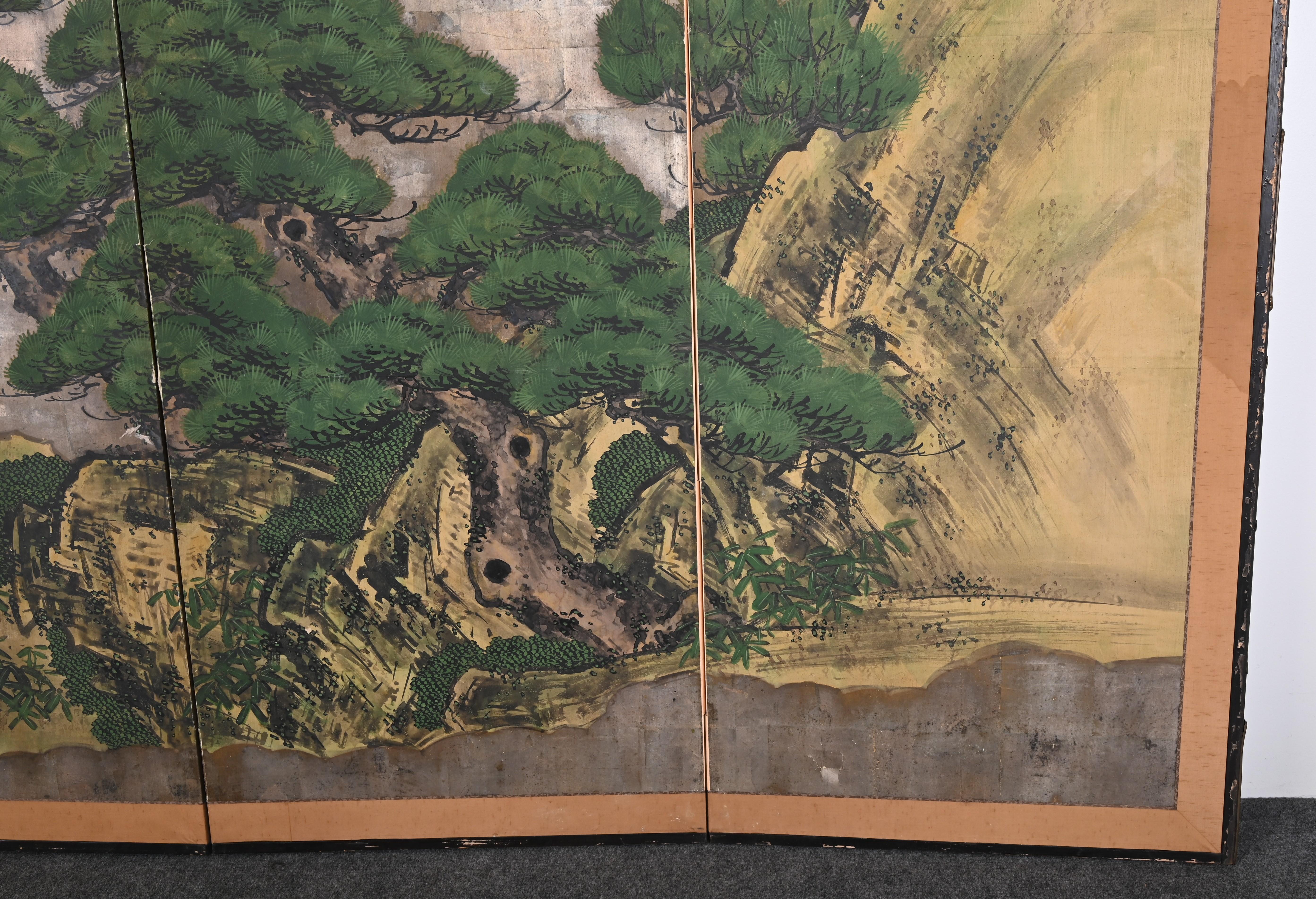 Other Japanese Six Panel Screen with Cranes, Kano School, 18th-19th Century