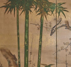 Japanischer sechsflügeliger Paravent mit einem Fasan in einer Flusslandschaft, Edo-Zeit, um 1800