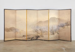 Japanese Six-Panel Showa Screen Cherry Trees at Yoshino