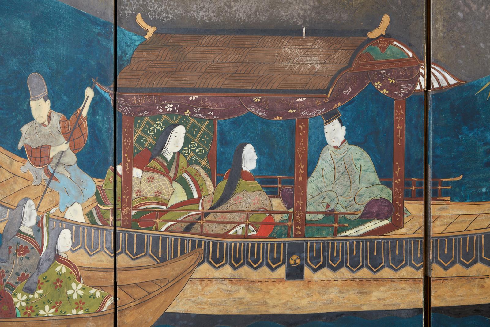 Japanese Six-Panel Showa Screen Tales of Genji 8