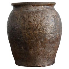 Japanese Small Antique Pottery Jar / Edo Period / Tokoname Ware Jar