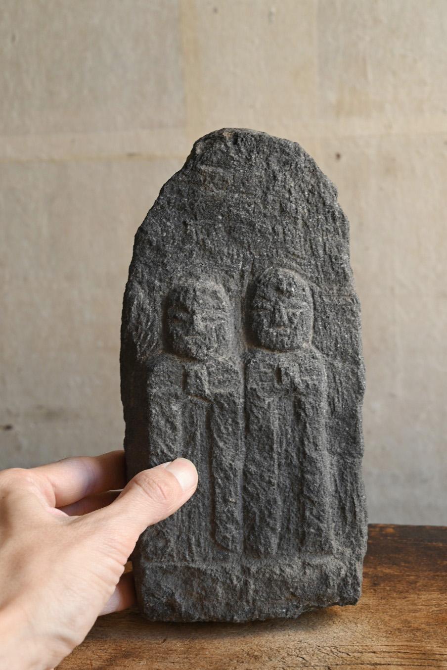 Hand-Carved Japanese small antique travel gods or dosojin/stone Buddha/1600-1800/Edo period For Sale