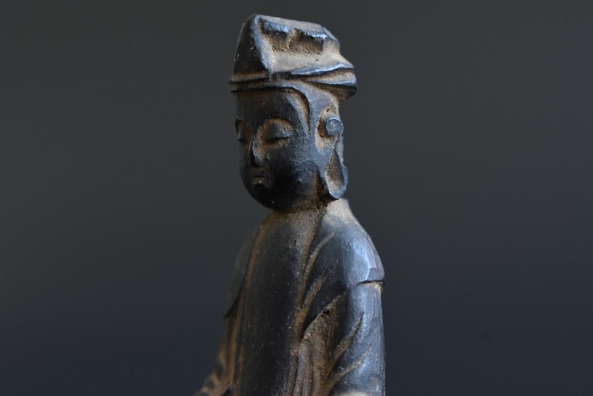 Japanese Small Antique Wood Carving Buddha / 1500s / Kannon Bodhisattva 5