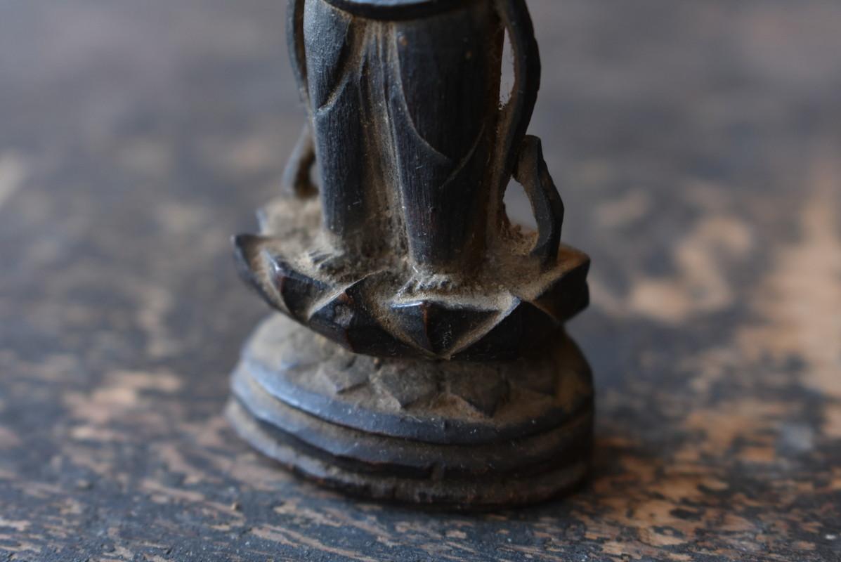 Japanese Small Antique Wood Carving Buddha / 1500s / Kannon Bodhisattva 6