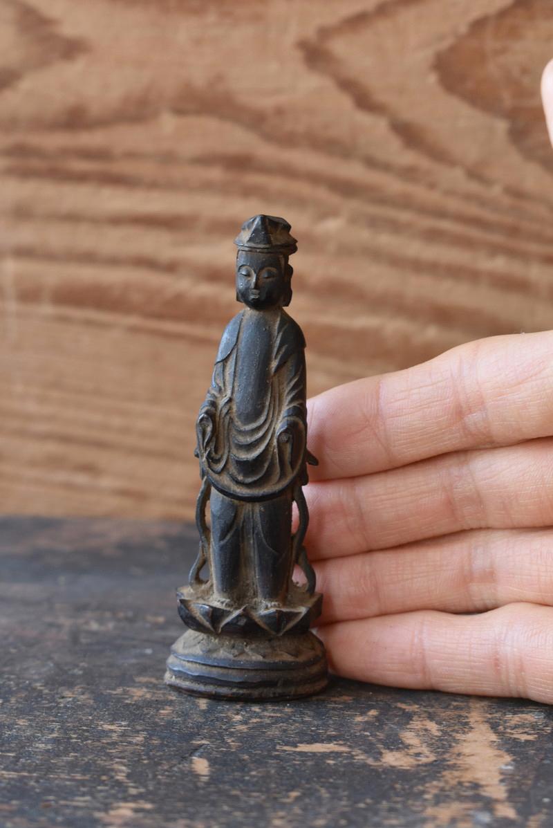 Other Japanese Small Antique Wood Carving Buddha / 1500s / Kannon Bodhisattva