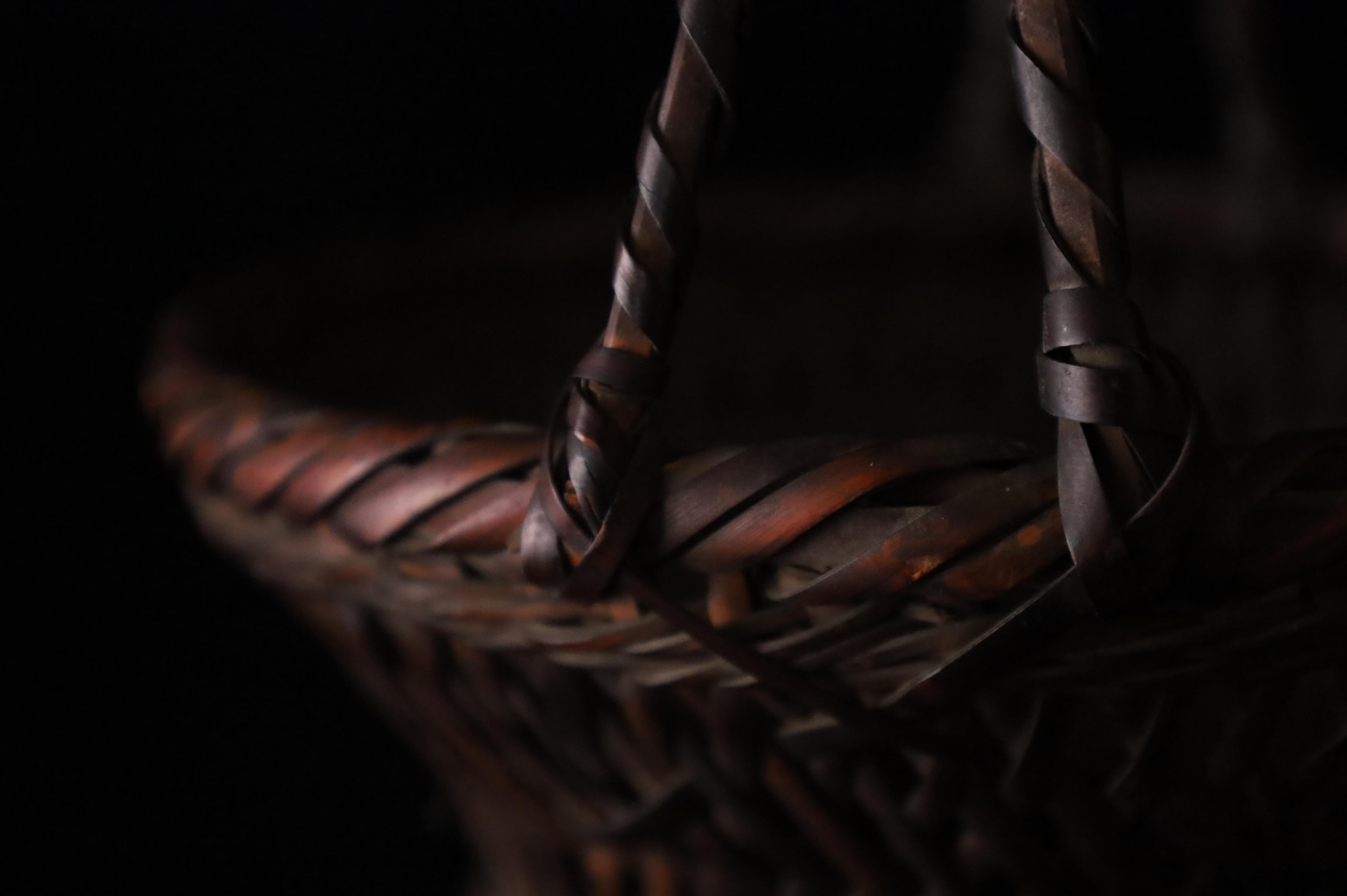 Japanese Small Bamboo Ikebana Basket  for Ikebana– Handwoven, Early 20th Century For Sale 8