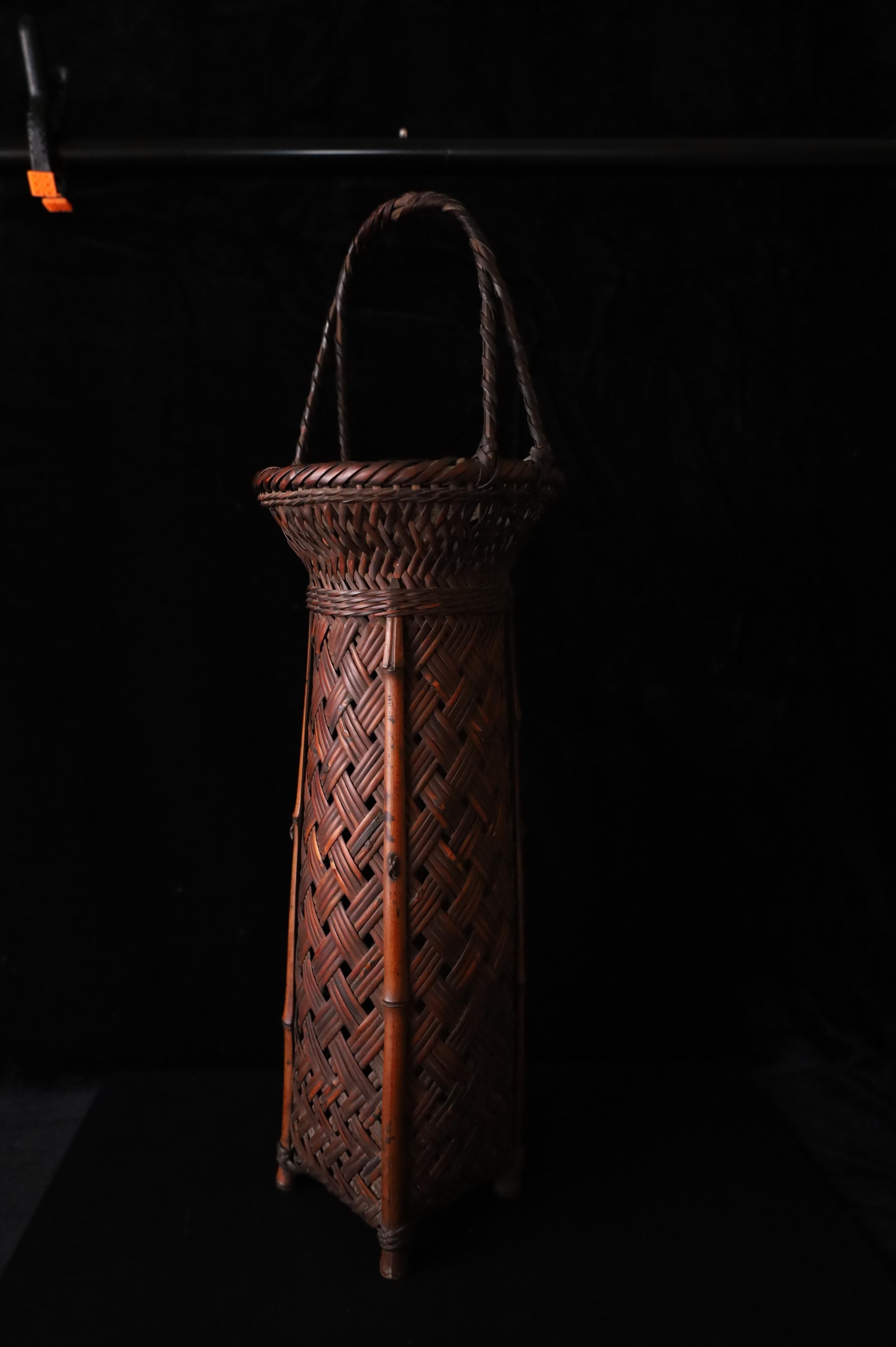 Hand-Woven Japanese Small Bamboo Ikebana Basket  for Ikebana– Handwoven, Early 20th Century For Sale