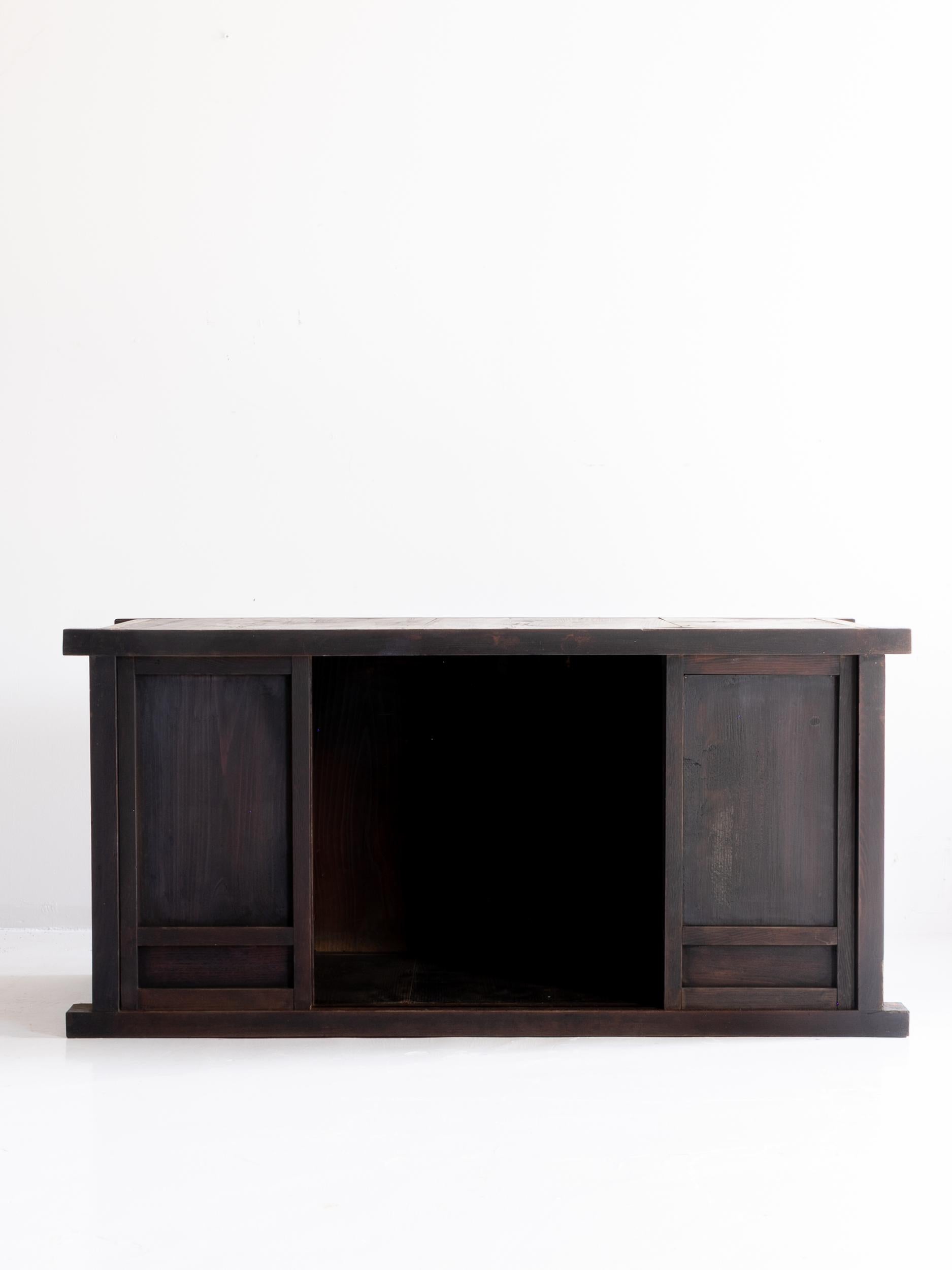 20th Century Japanese small Black Tansu 1900-1940 / Taisho Period/Cabinet Sideboard Wabisabi For Sale