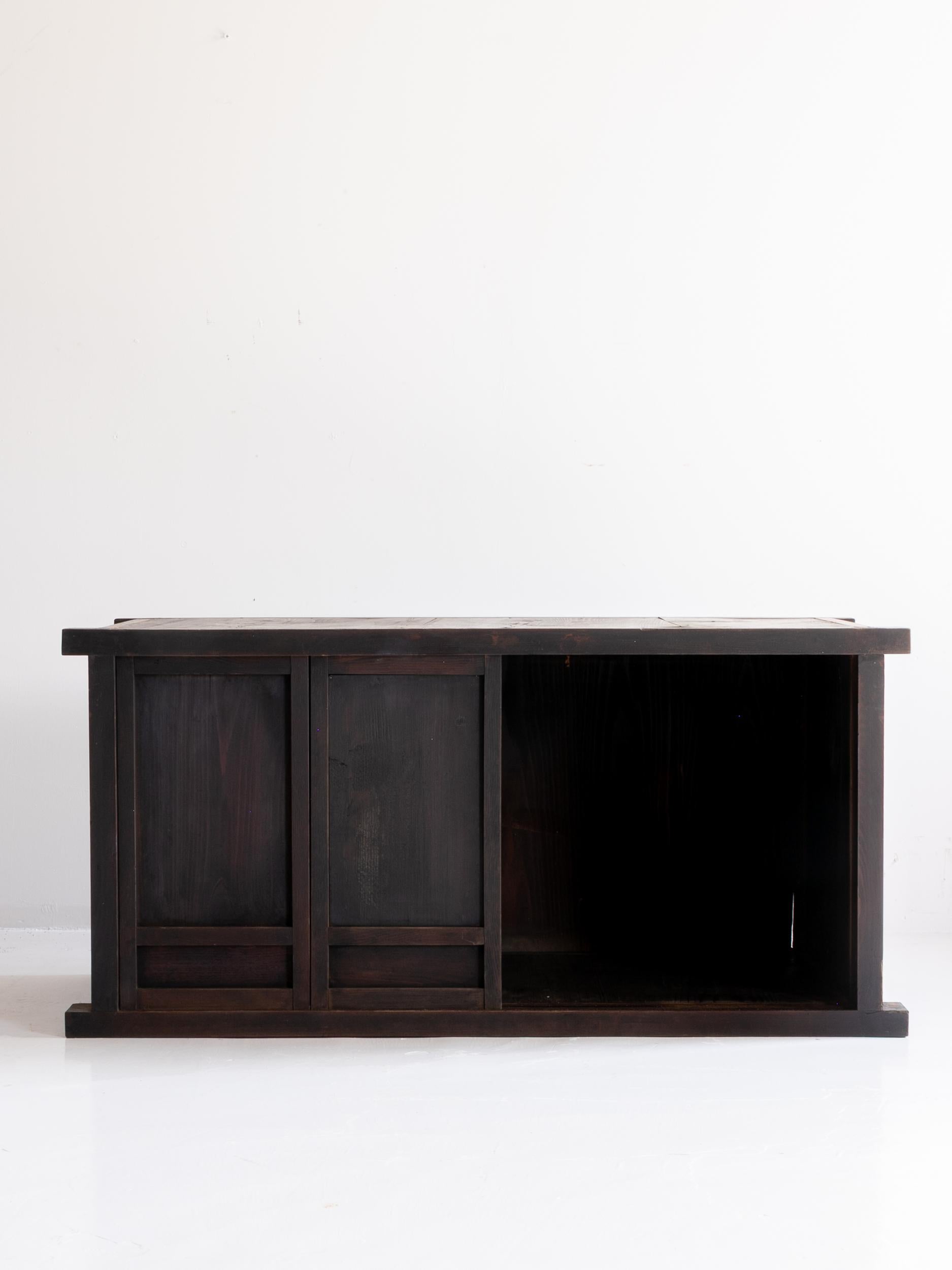 Cedar Japanese small Black Tansu 1900-1940 / Taisho Period/Cabinet Sideboard Wabisabi For Sale