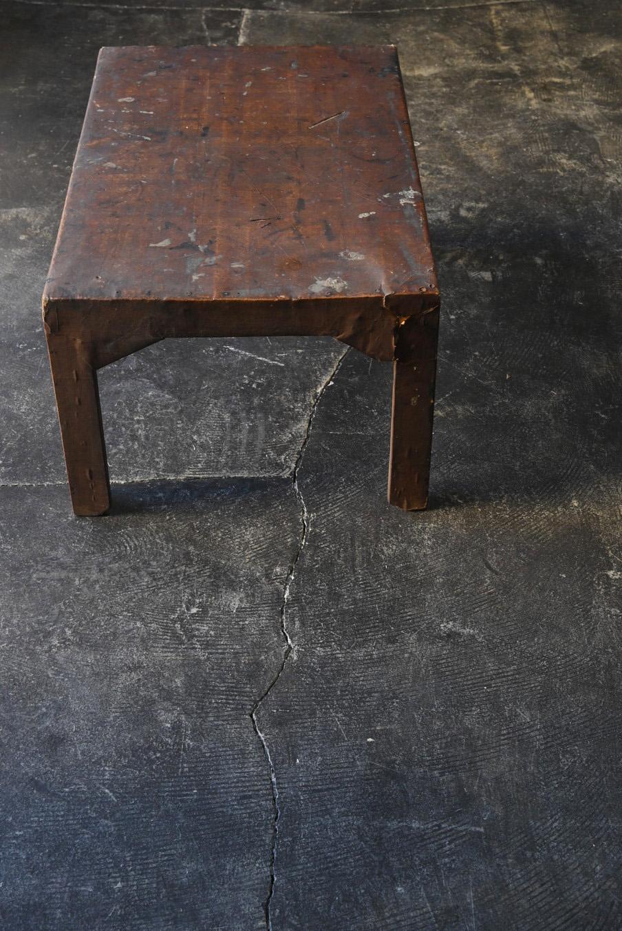 Meiji Japanese small wooden antique low table with paper pasting/1868-1920 For Sale